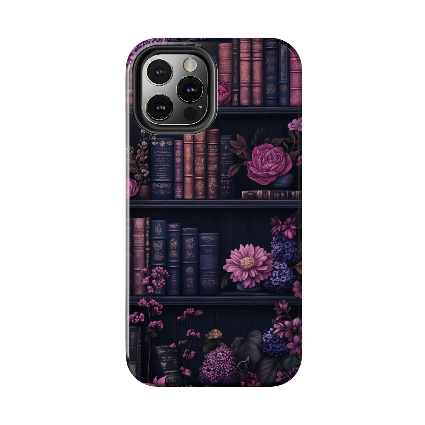Goth dark academia books floral purple Phone
