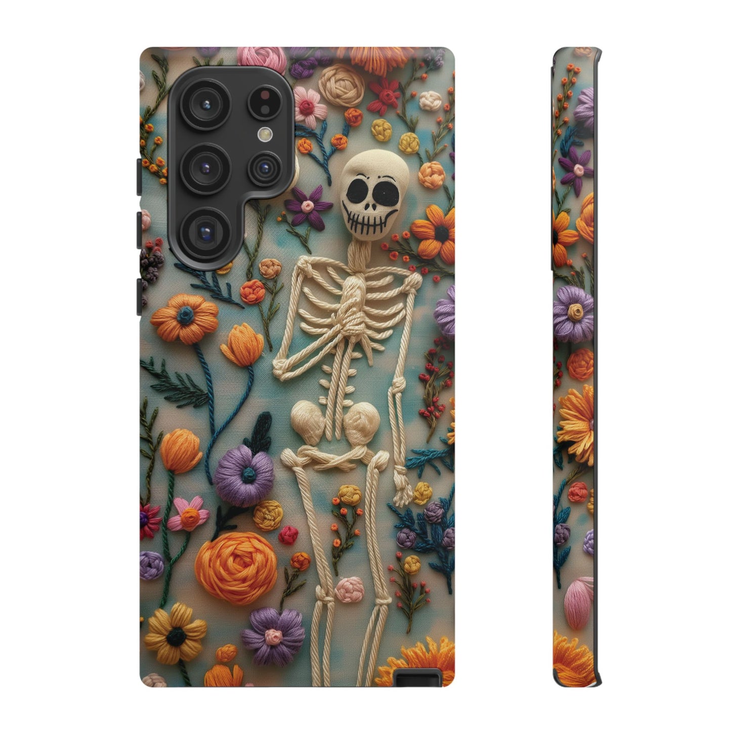 Spooky Floral Skeleton Phone Case – Unique Artistic Design for iPhone, Samsung, Google Pixel