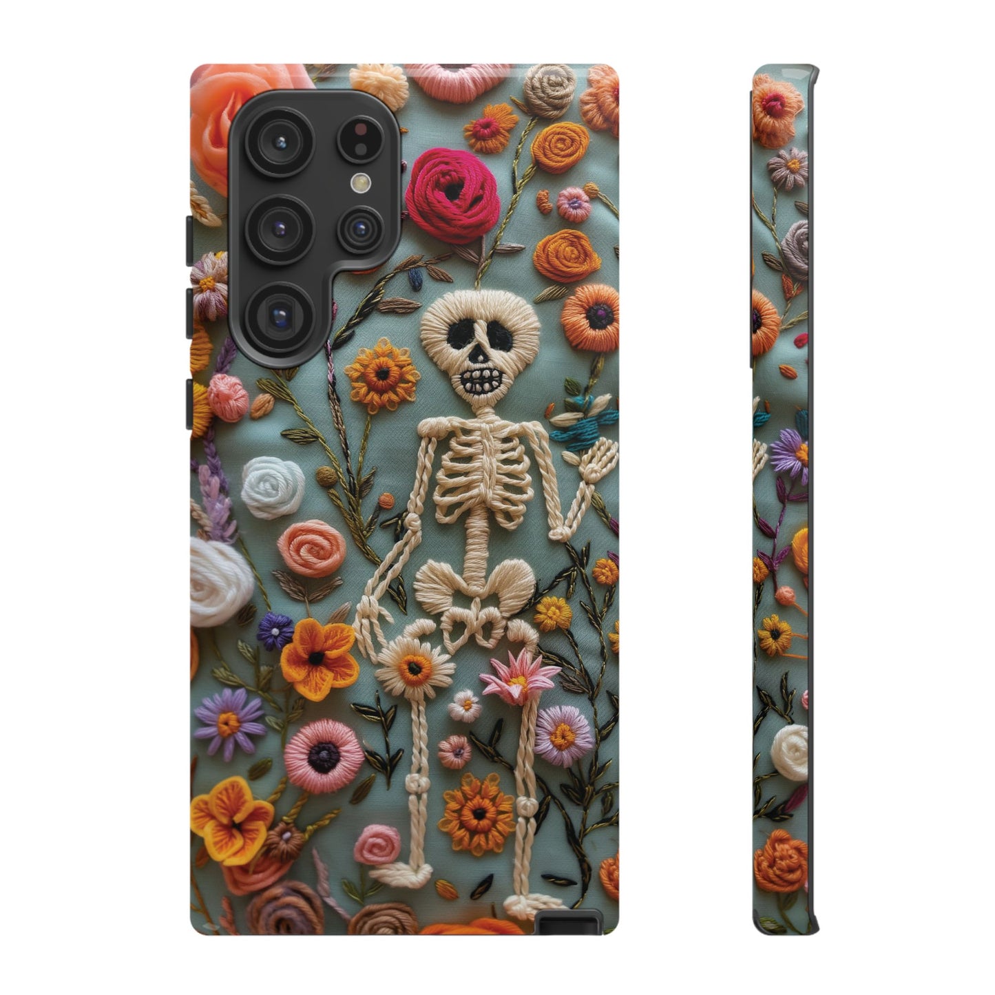 Gothic Floral Skeleton Phone Case – Unique Artistic Design for iPhone, Samsung, Google Pixel