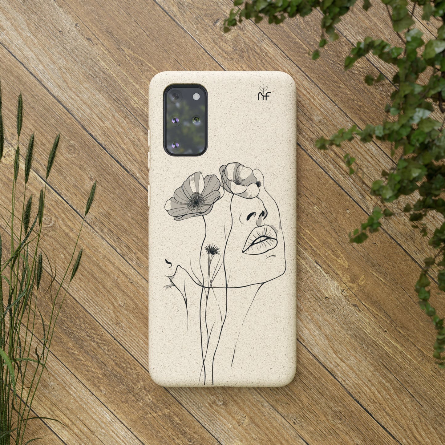 Minimalist Floral Line Art Biodegradable Phone Case – Elegant Eco-Friendly Design for iPhone, Samsung Tough Case