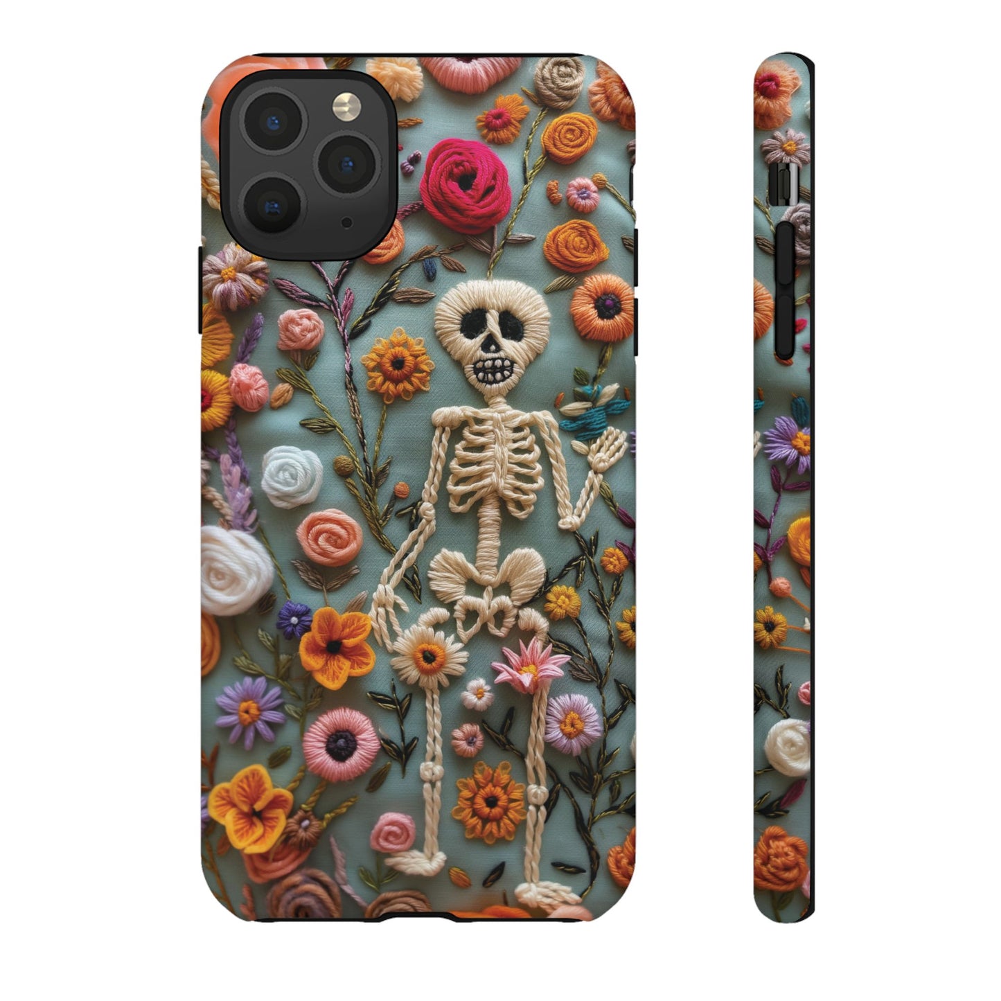 Gothic Floral Skeleton Phone Case – Unique Artistic Design for iPhone, Samsung, Google Pixel - NovaFlair