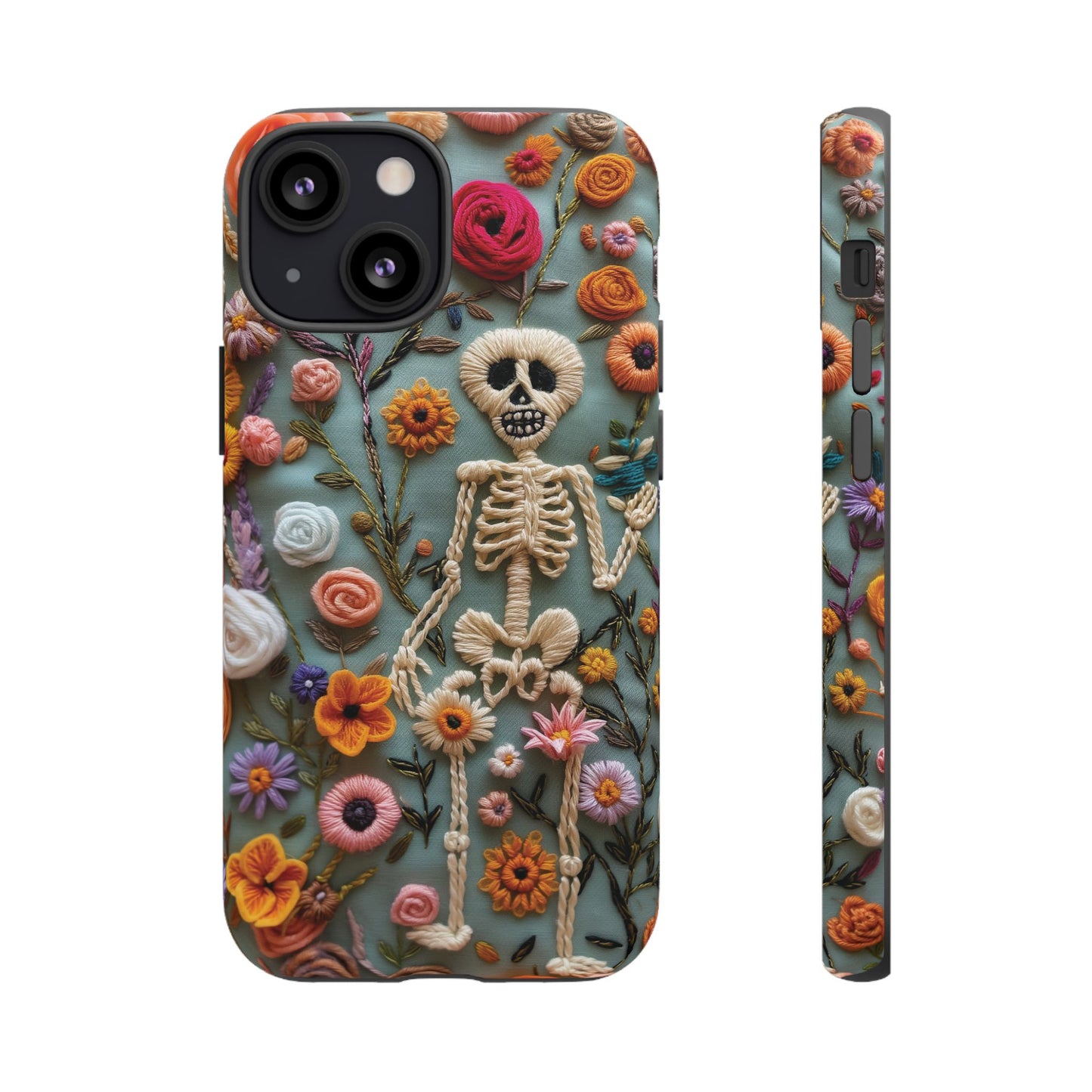 Gothic Floral Skeleton Phone Case – Unique Artistic Design for iPhone, Samsung, Google Pixel