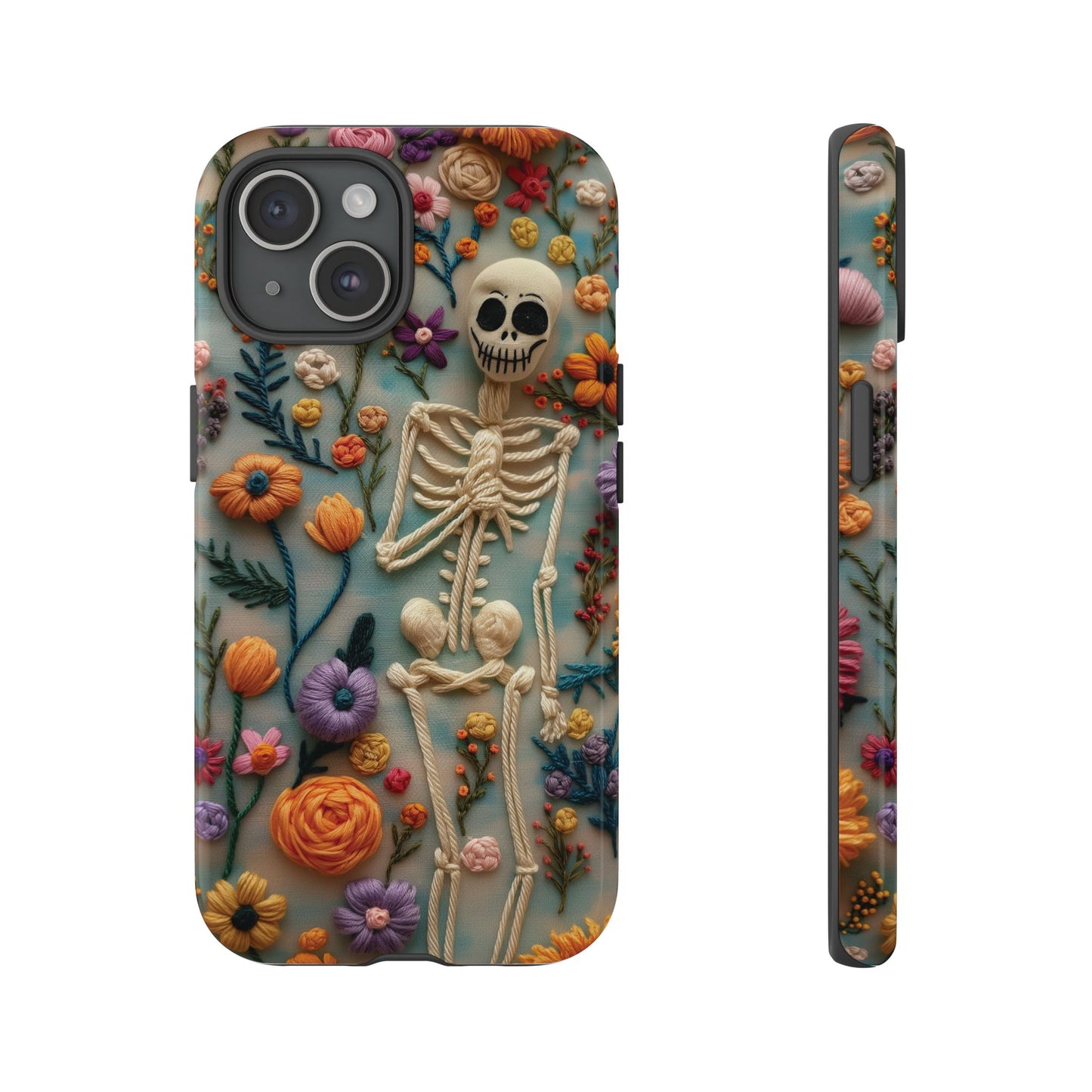 Spooky Floral Skeleton Phone Case – Unique Artistic Design for iPhone, Samsung, Google Pixel