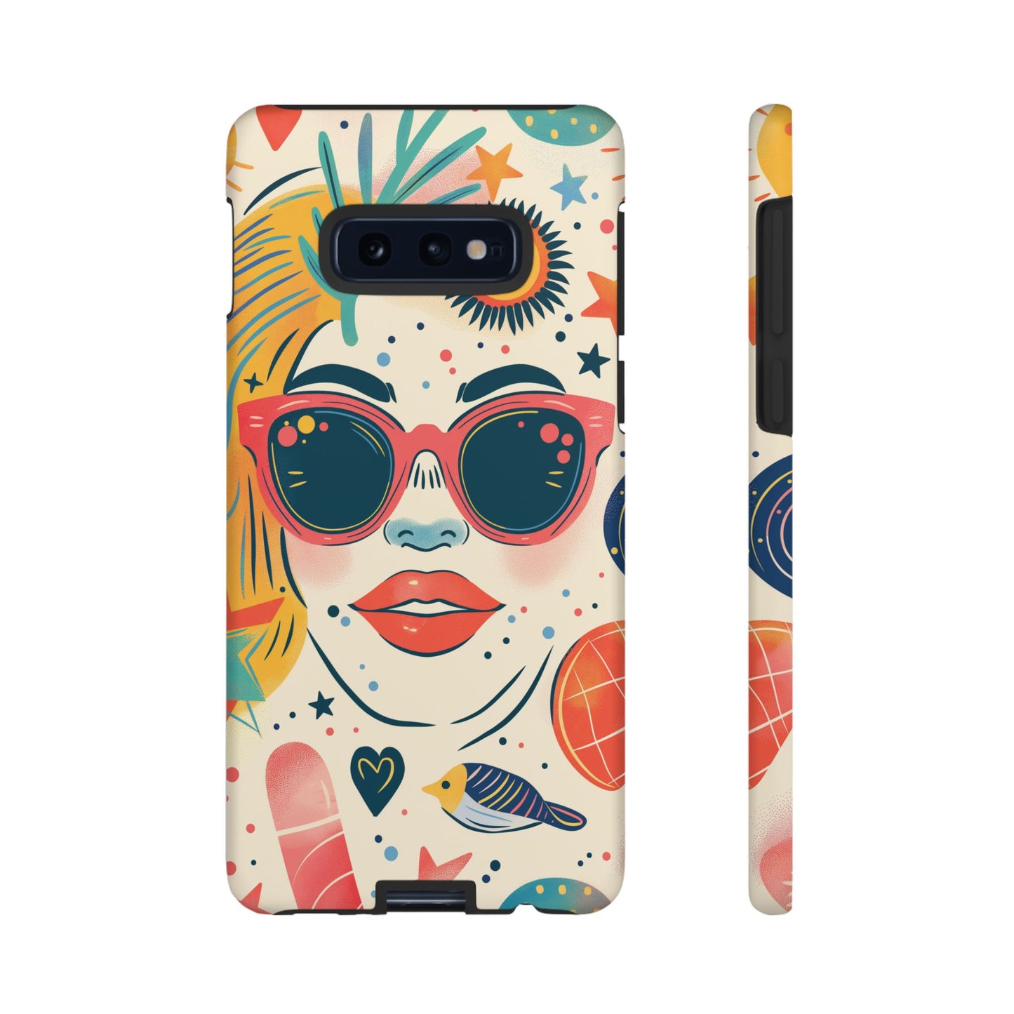 Retro Pop Boho Art Phone Case – Vibrant Sunglasses Collage Design for iPhone, Samsung, Google Pixel Tough Case - NovaFlair