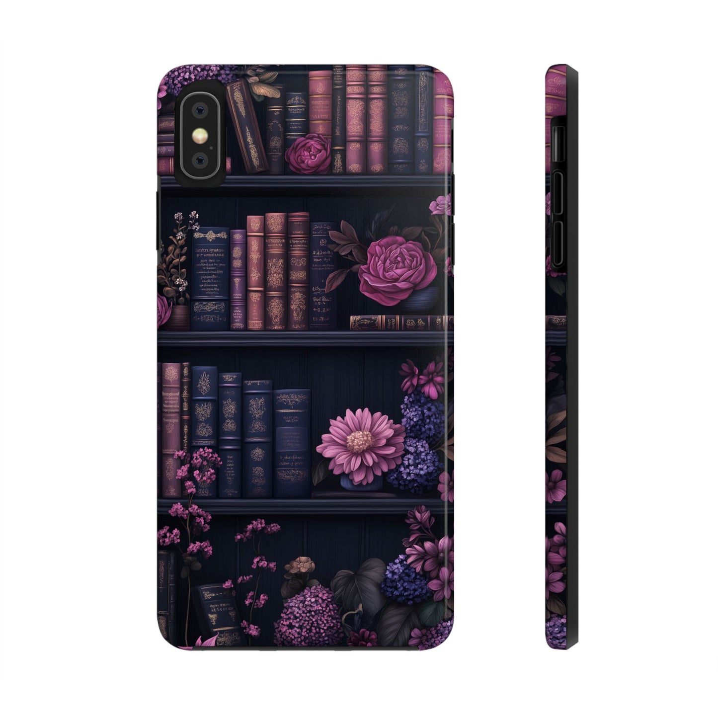 Goth dark academia books floral purple Phone