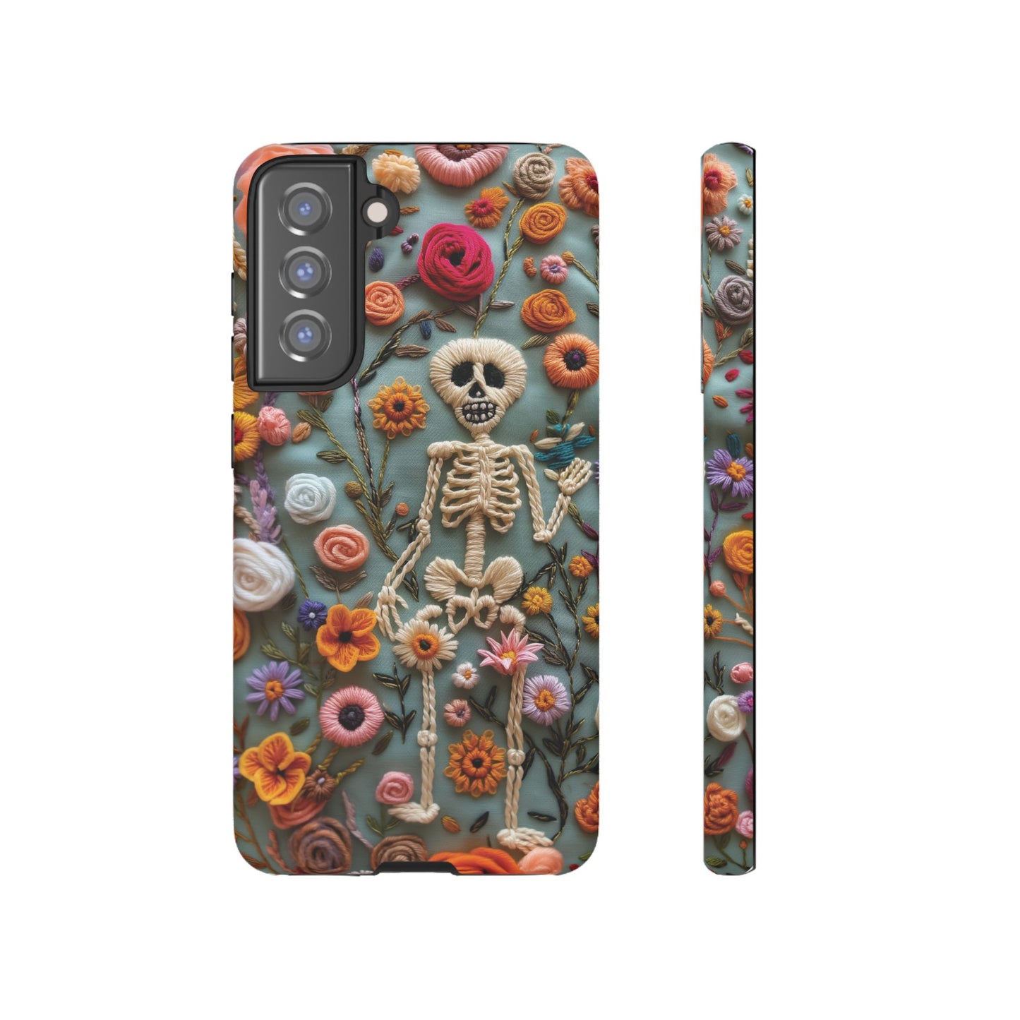Gothic Floral Skeleton Phone Case – Unique Artistic Design for iPhone, Samsung, Google Pixel