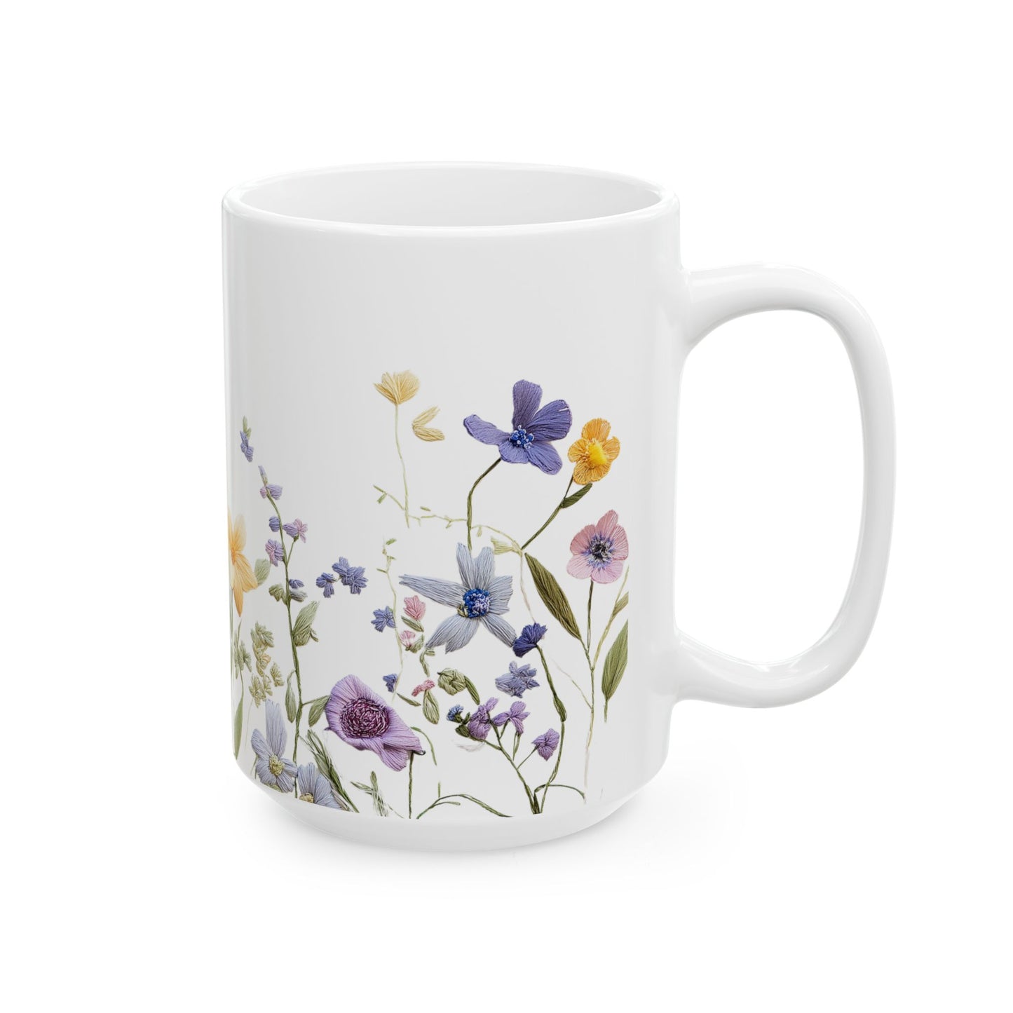 Floral Ceramic Coffee Mug - Elegant Flower Design for Nature Lovers, Gift for Her, Tea Lover's Mug, Home Decor, Mother's Day