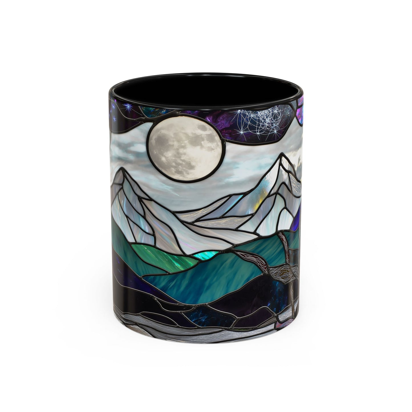 Stained Glass Mountains Mug Mountain Range Coffee Mug Outdoor Lover Gift Outdoor Designs Cup Adventure Mug Hiking Moutain Lover Gift 15oz