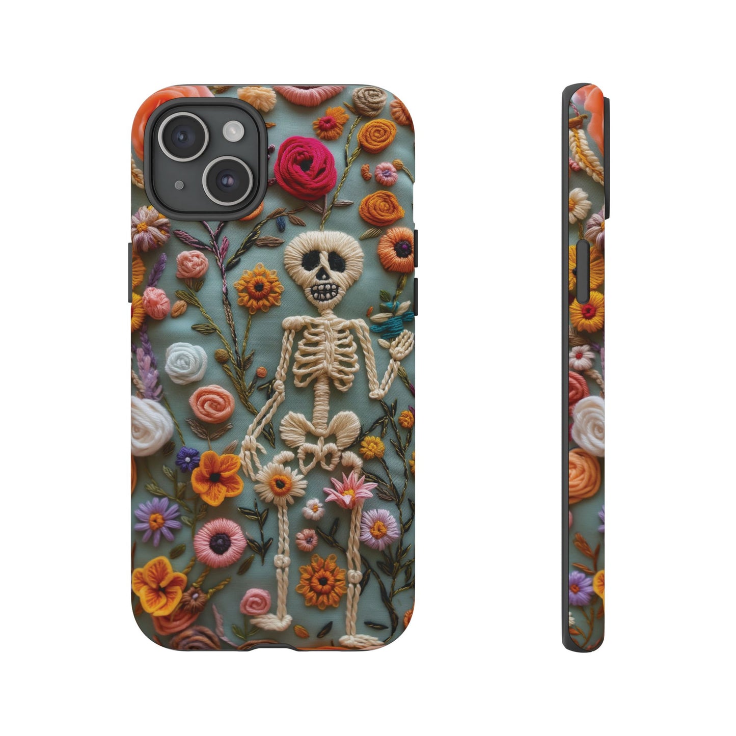 Gothic Floral Skeleton Phone Case – Unique Artistic Design for iPhone, Samsung, Google Pixel