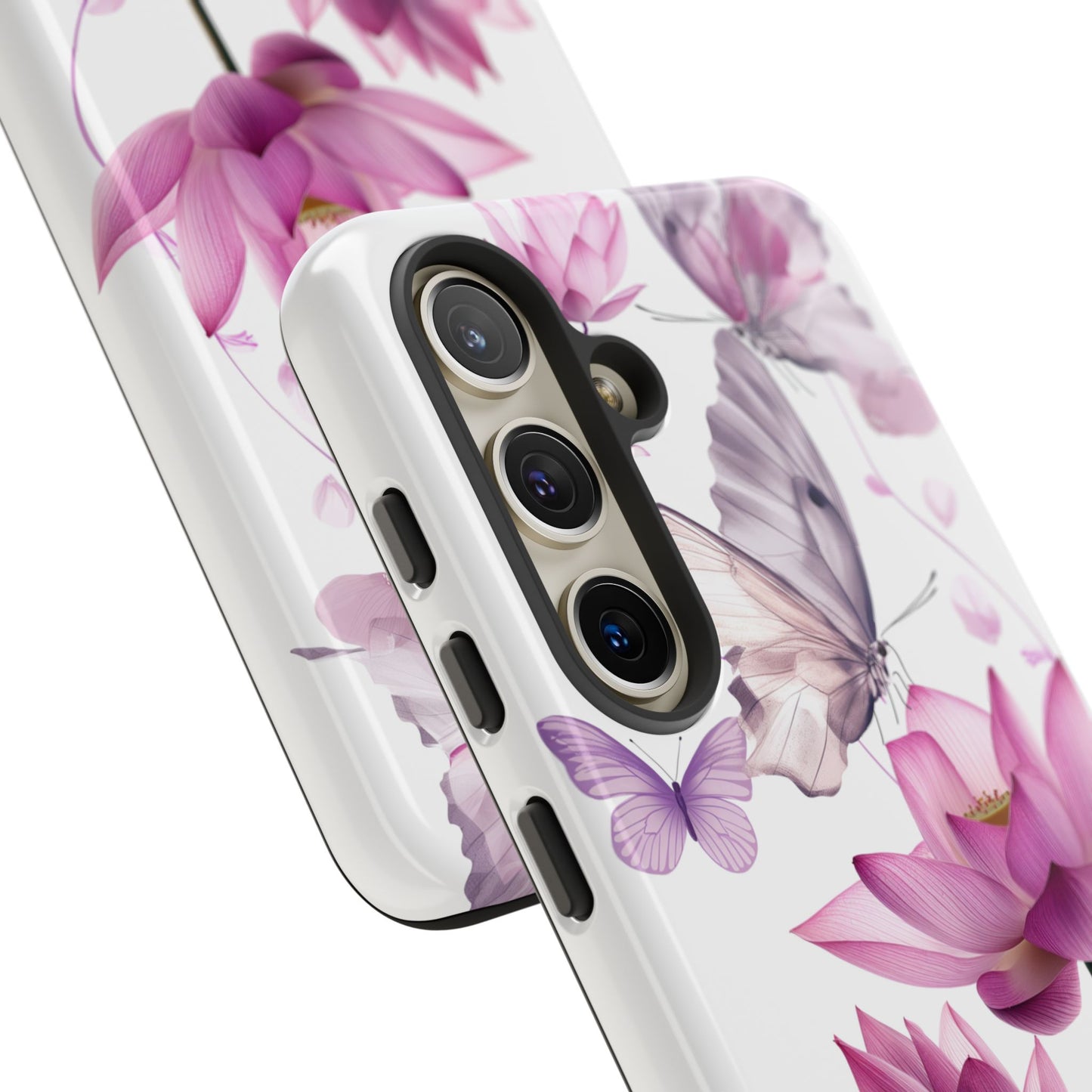 Elegant Lotus and Butterfly Phone Case – Delicate Floral Design for iPhone, Samsung, Google Pixel
