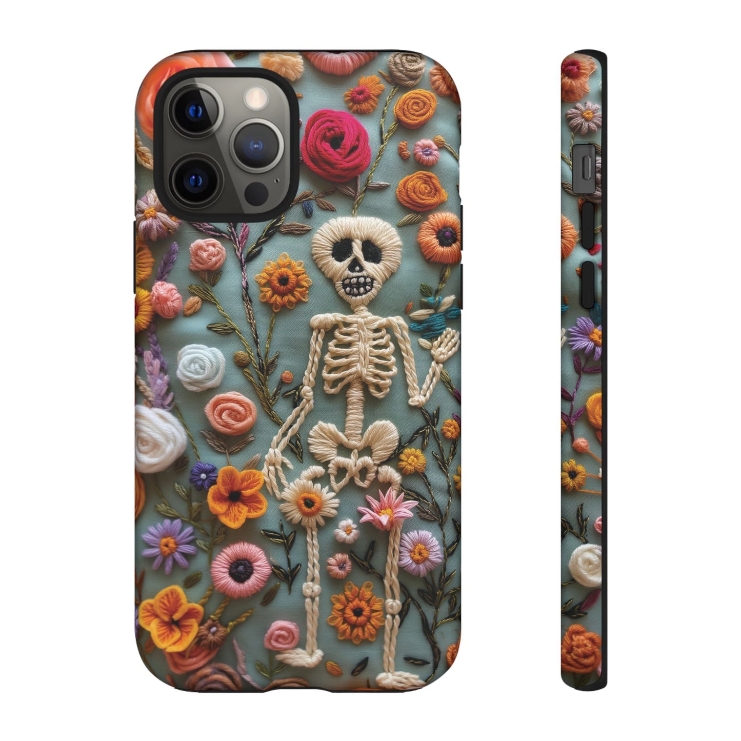 Gothic Floral Skeleton Phone Case – Unique Artistic Design for iPhone, Samsung, Google Pixel