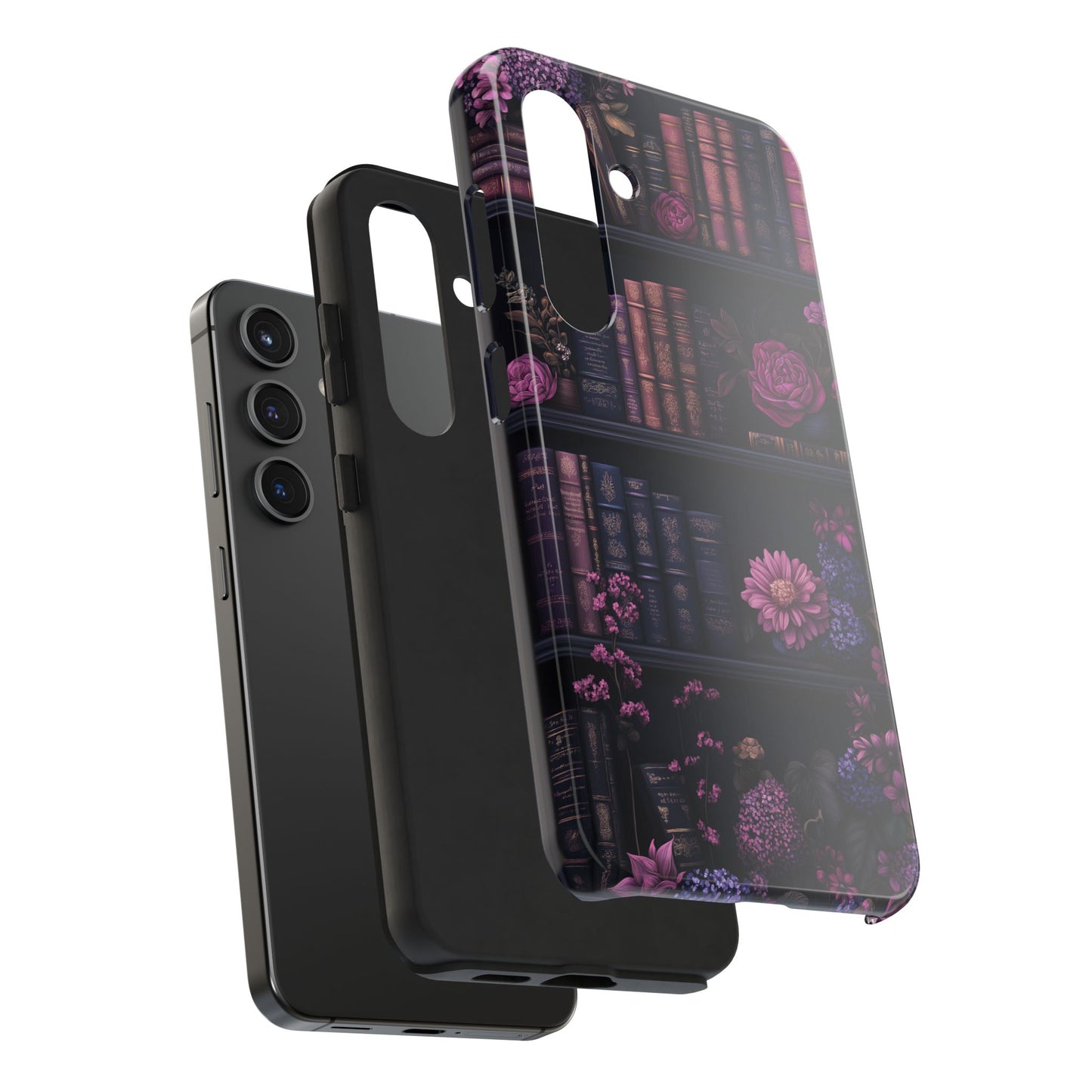 Goth dark academia books floral purple Phone