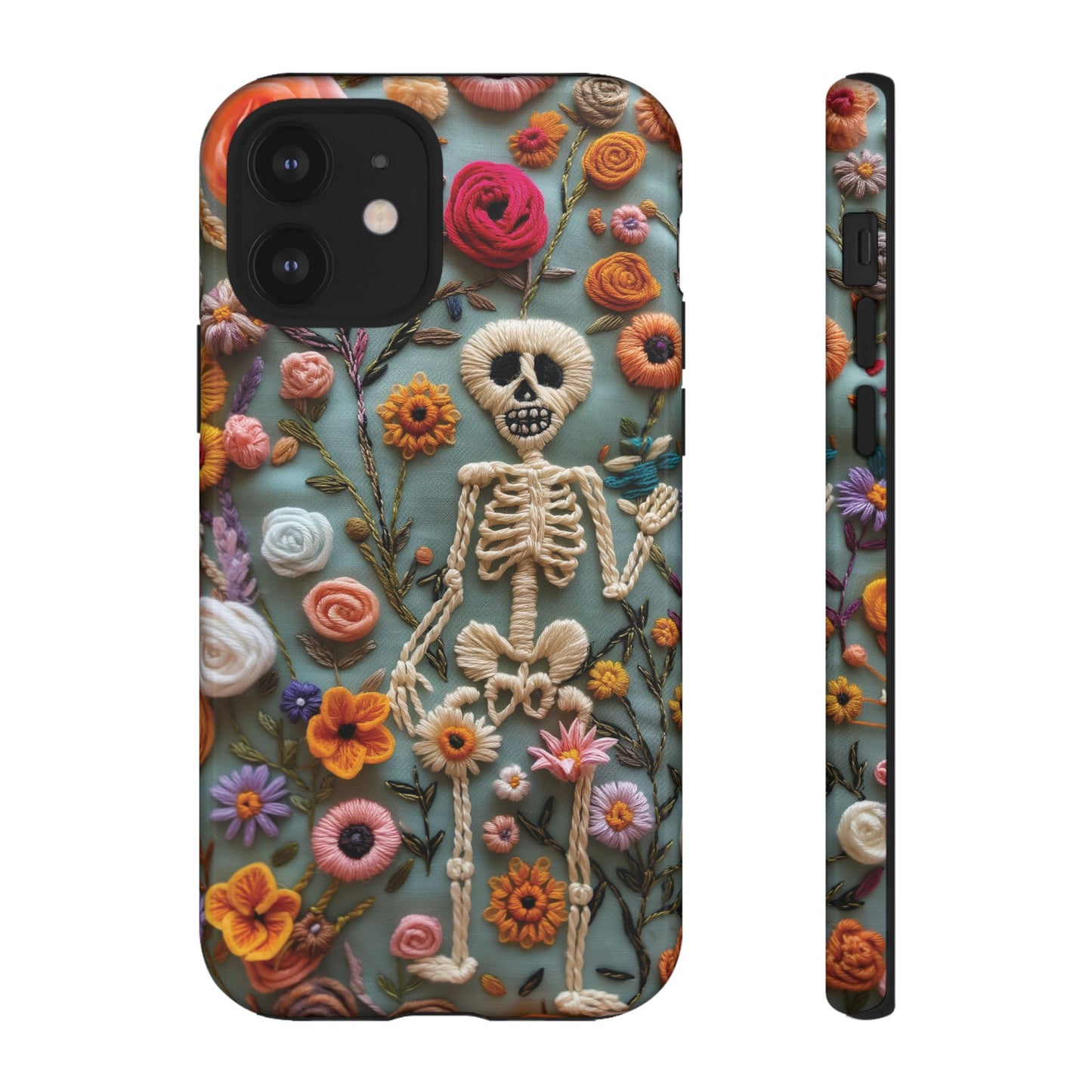 Gothic Floral Skeleton Phone Case – Unique Artistic Design for iPhone, Samsung, Google Pixel