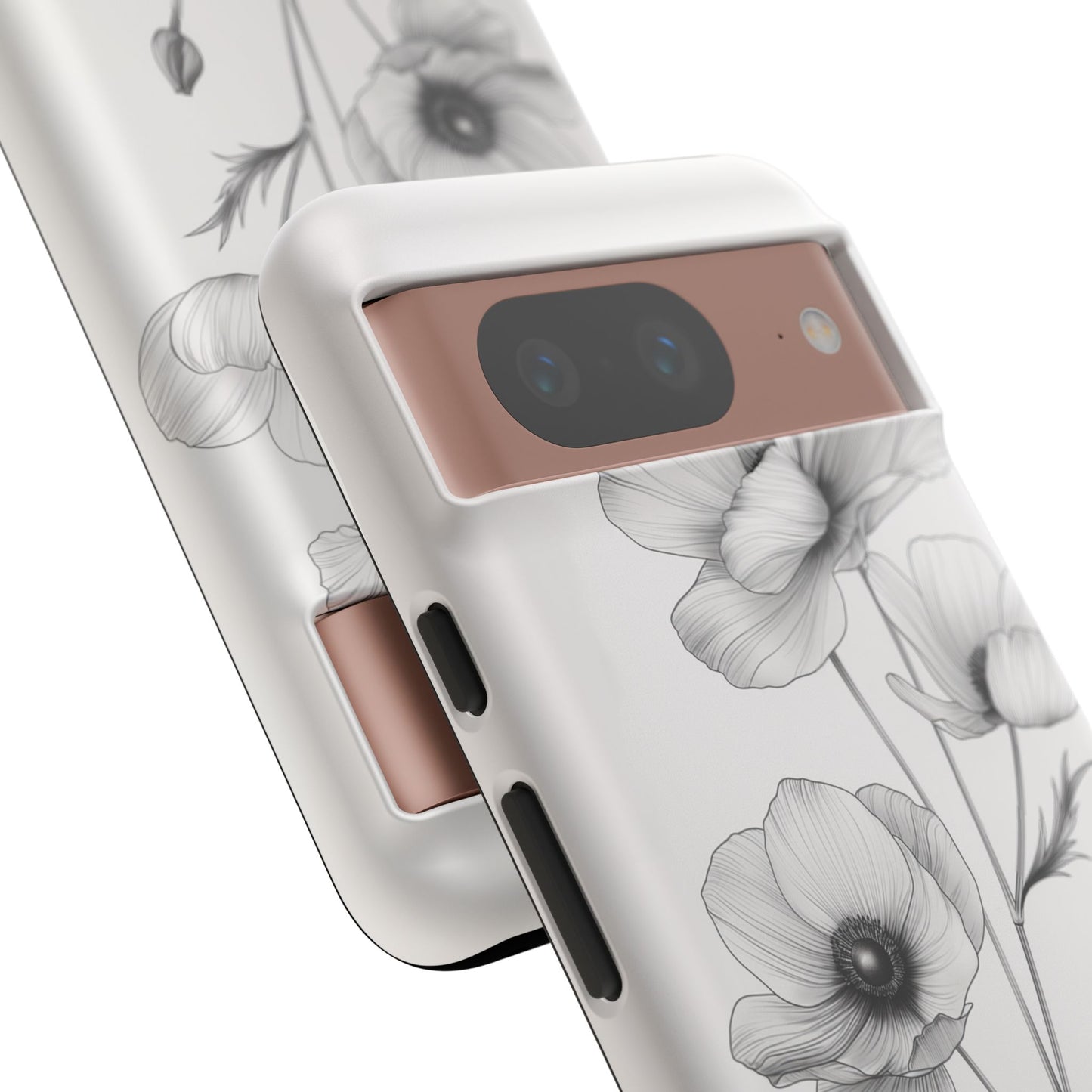 Elegant Monochrome Floral Phone Case – Minimalist Modern Design for iPhone, Samsung, Google Pixel Tough Case