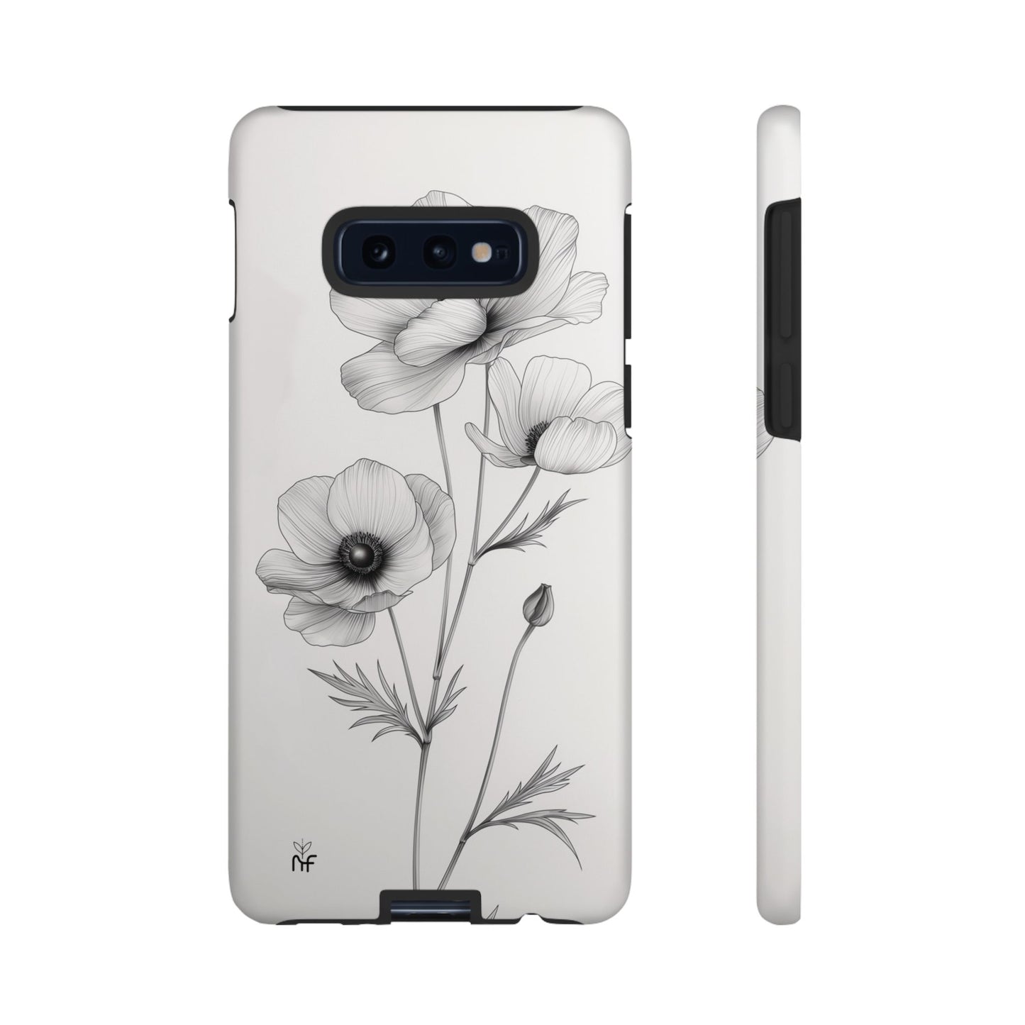 Elegant Monochrome Floral Phone Case – Minimalist Modern Design for iPhone, Samsung, Google Pixel Tough Case - NovaFlair