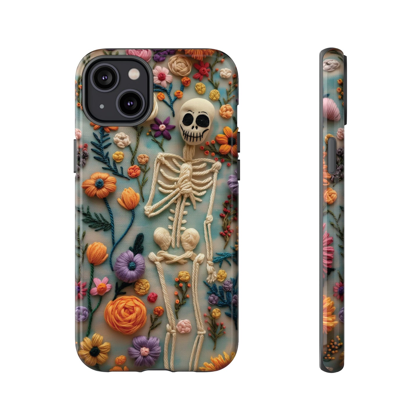 Spooky Floral Skeleton Phone Case – Unique Artistic Design for iPhone, Samsung, Google Pixel