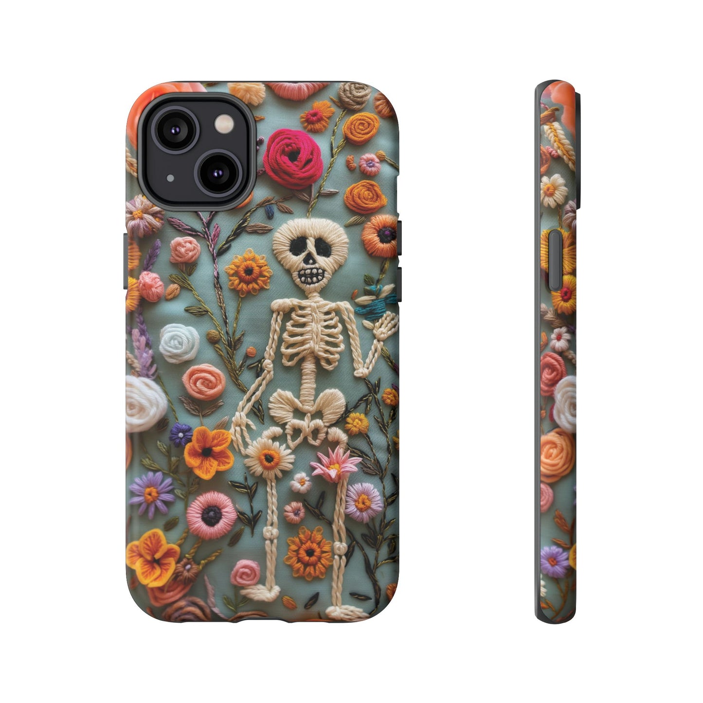 Gothic Floral Skeleton Phone Case – Unique Artistic Design for iPhone, Samsung, Google Pixel