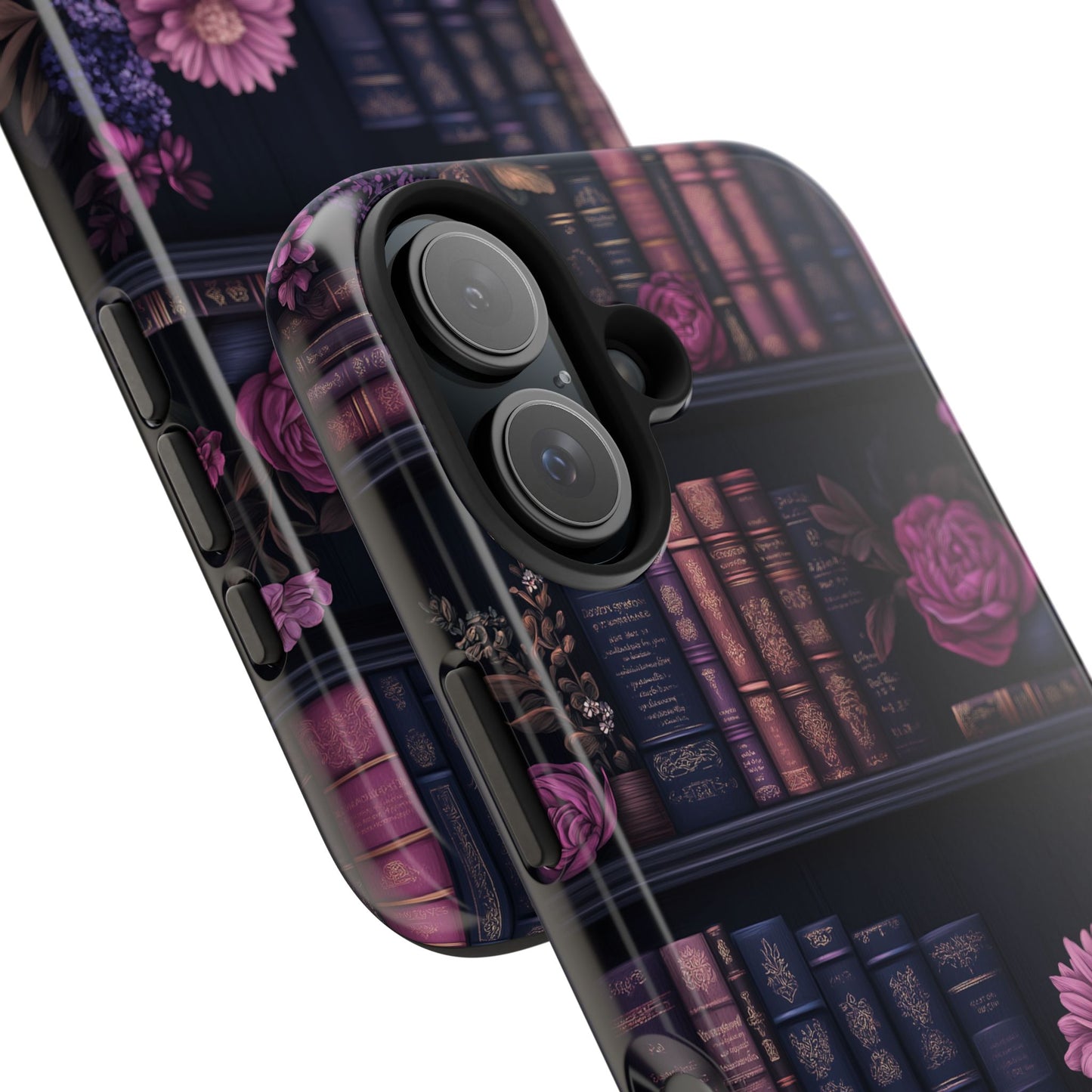 Goth dark academia books floral purple Phone