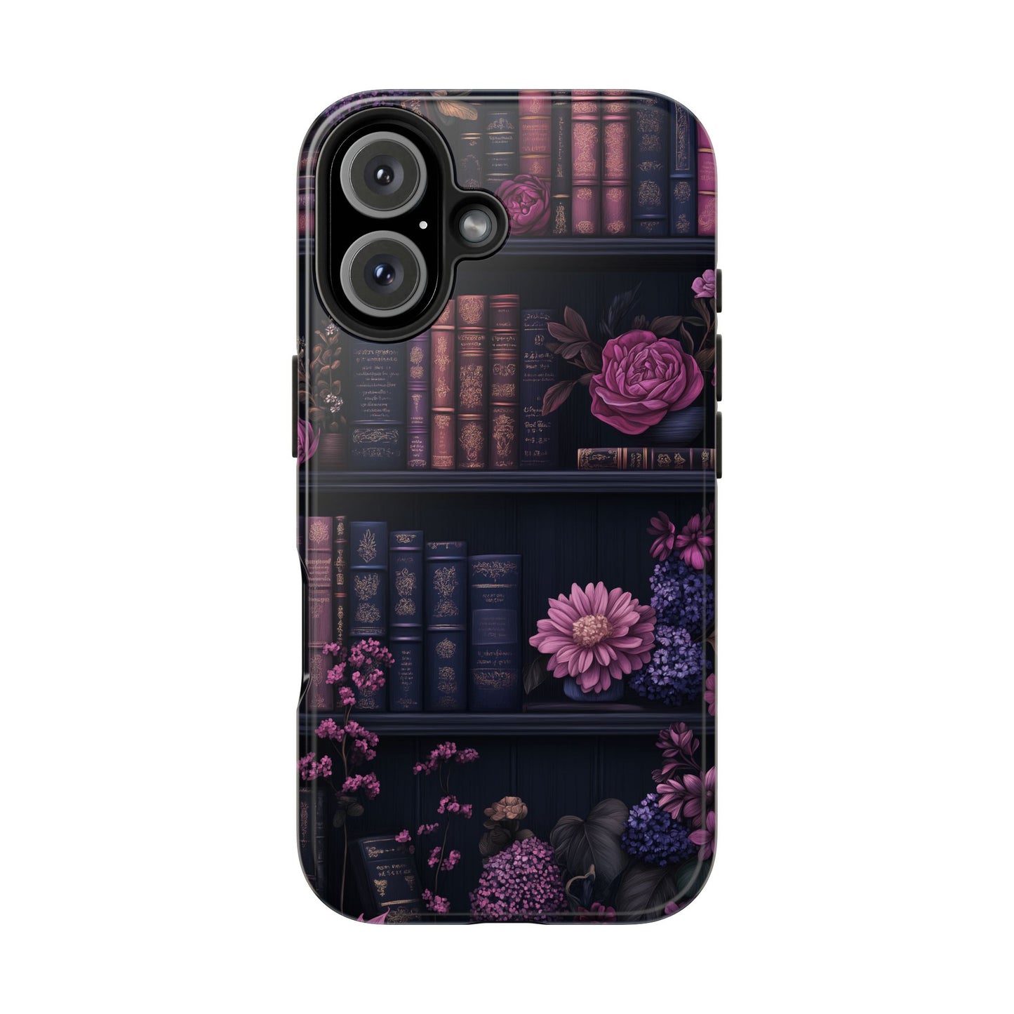 Goth dark academia books floral purple Phone