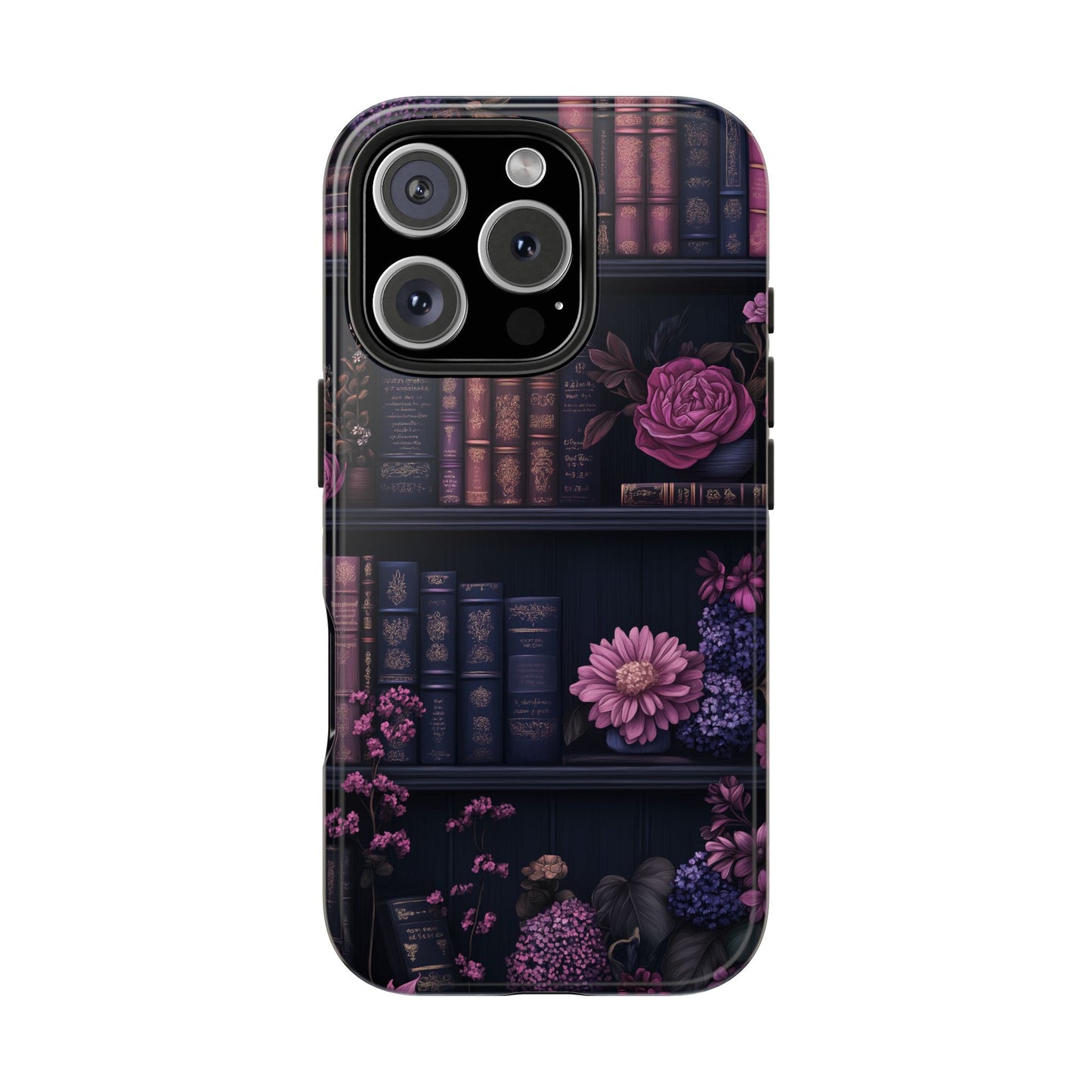 Goth dark academia books floral purple Phone