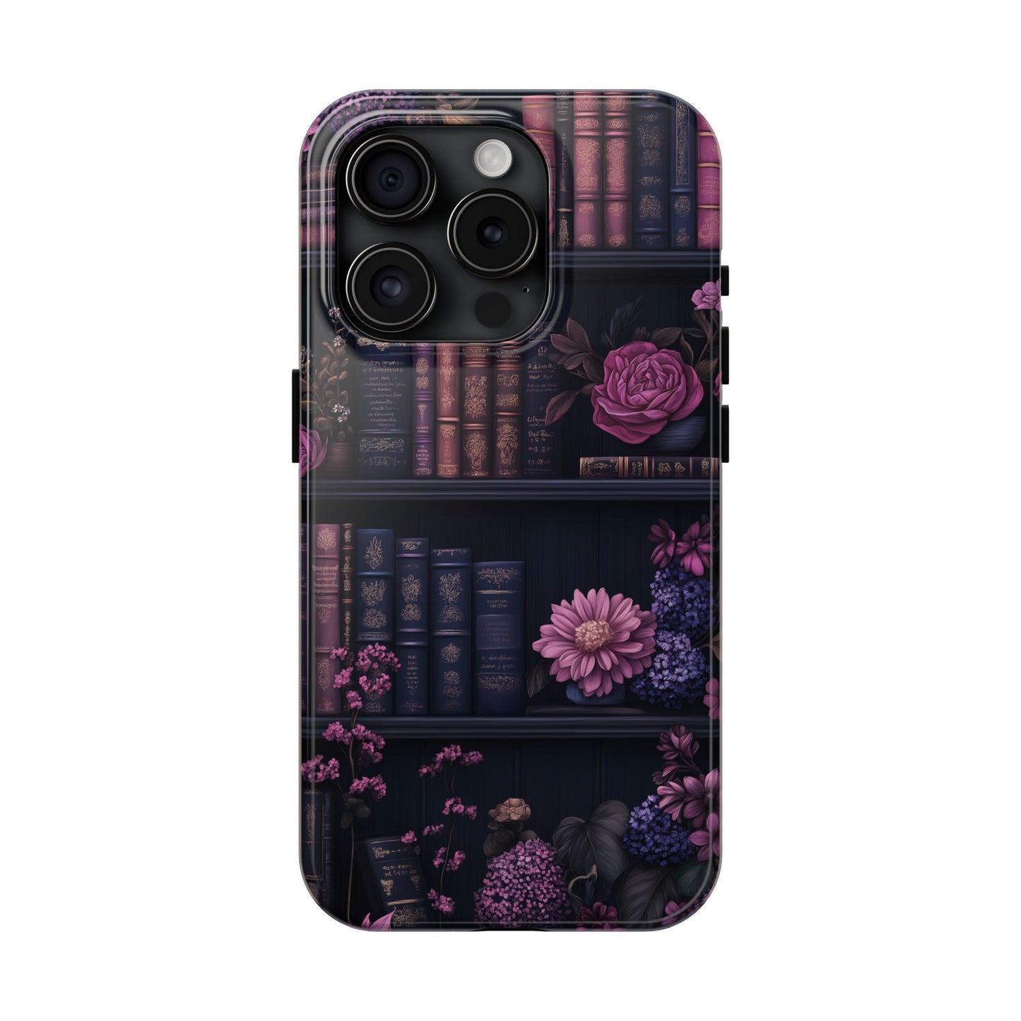 Goth dark academia books floral purple Phone