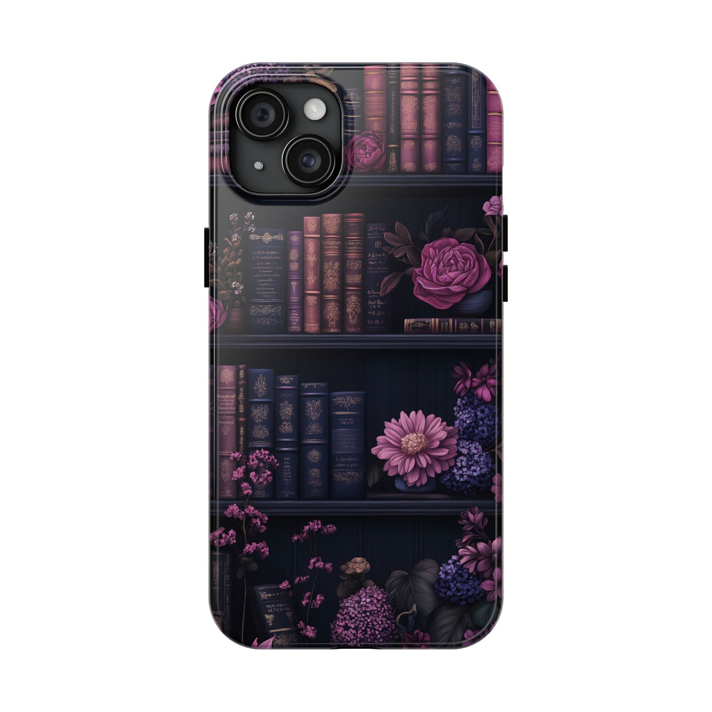 Goth dark academia books floral purple Phone