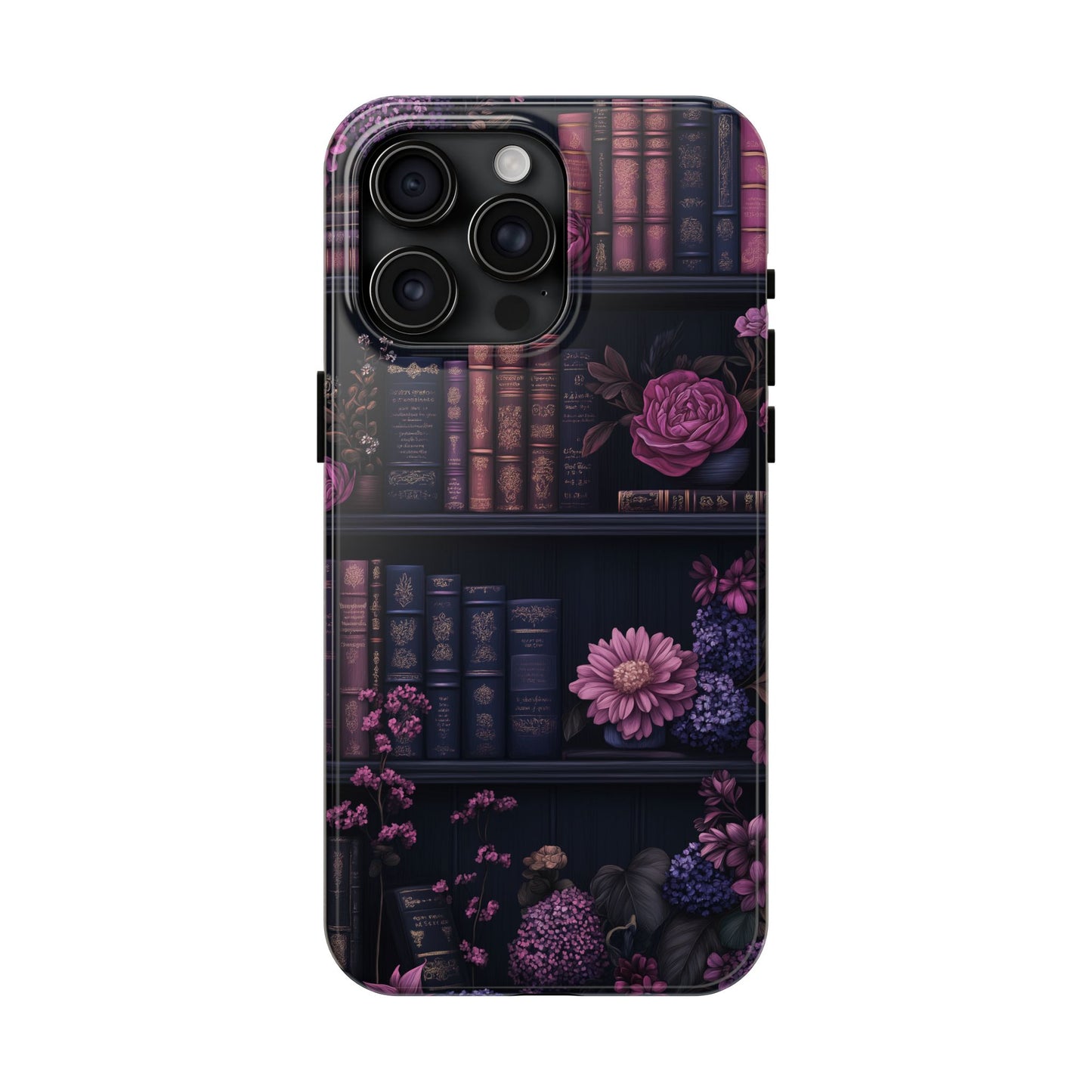 Goth dark academia books floral purple Phone