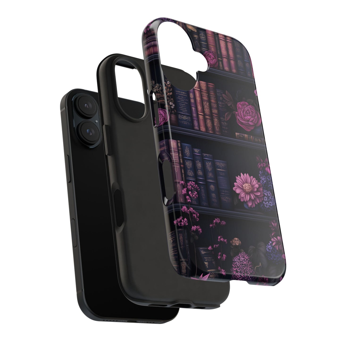 Goth dark academia books floral purple Phone