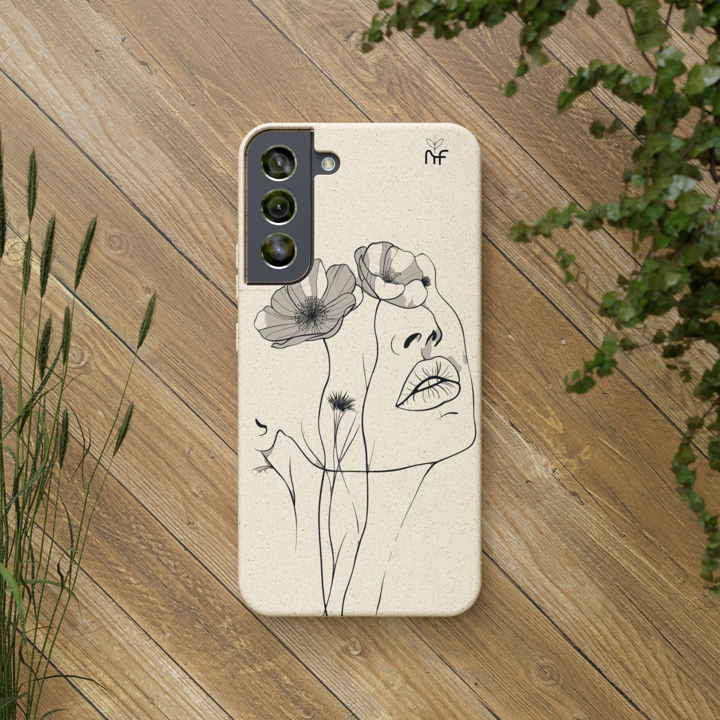 Minimalist Floral Line Art Biodegradable Phone Case – Elegant Eco-Friendly Design for iPhone, Samsung Tough Case