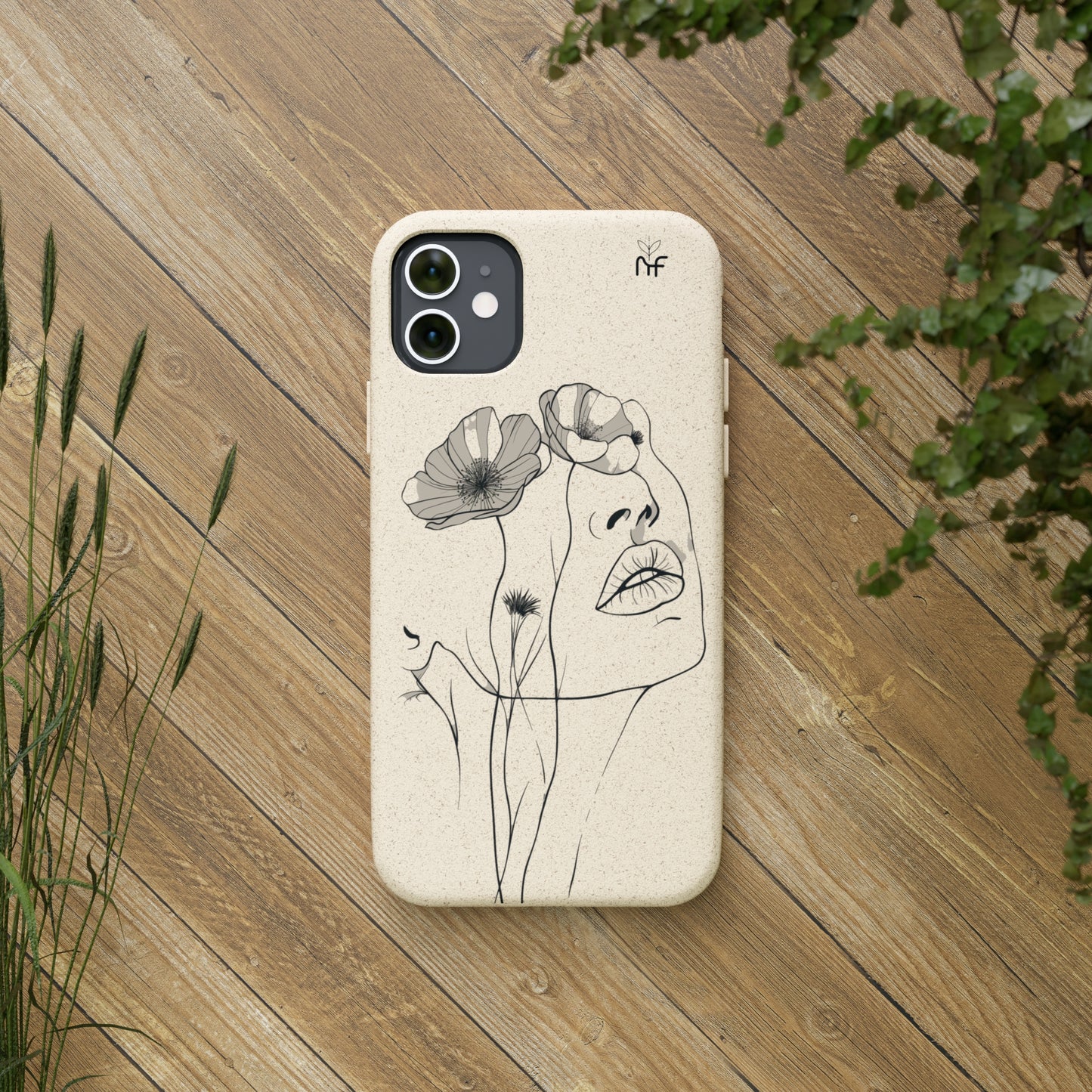 Minimalist Floral Line Art Biodegradable Phone Case – Elegant Eco-Friendly Design for iPhone, Samsung Tough Case