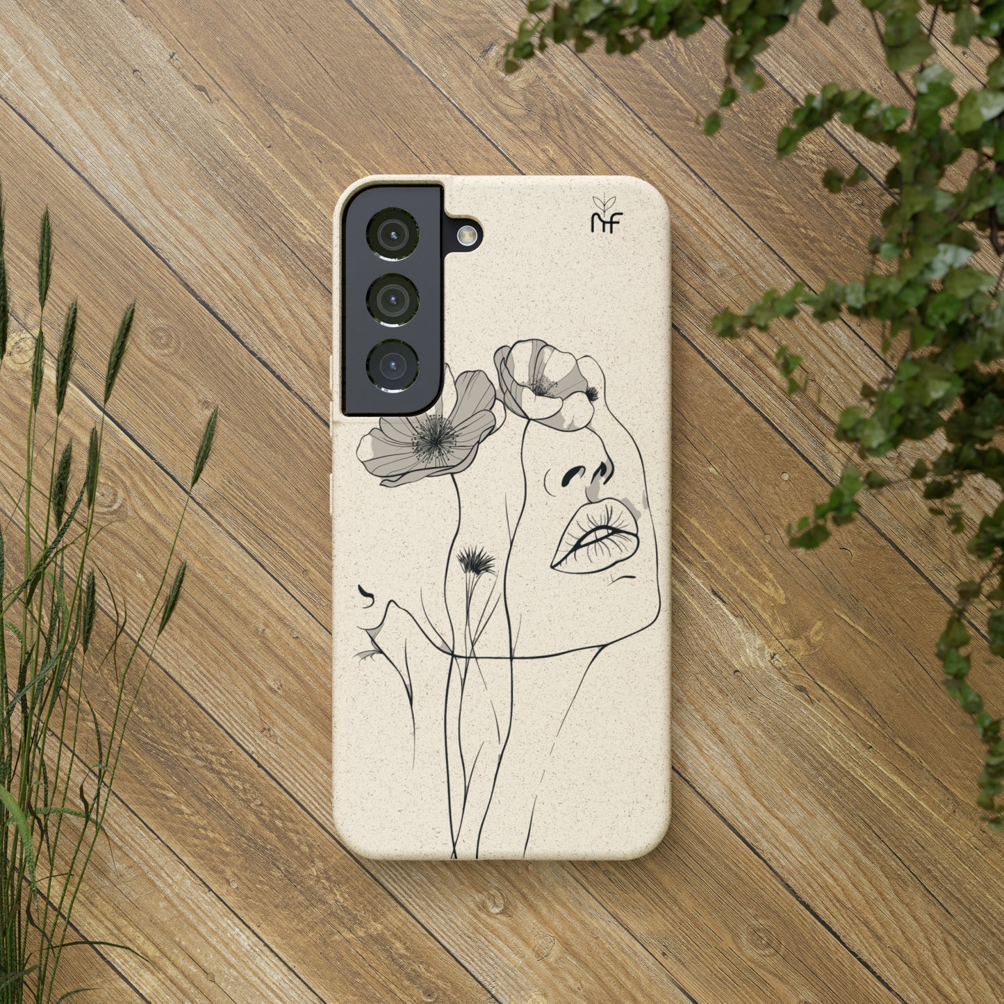 Minimalist Floral Line Art Biodegradable Phone Case – Elegant Eco-Friendly Design for iPhone, Samsung Tough Case