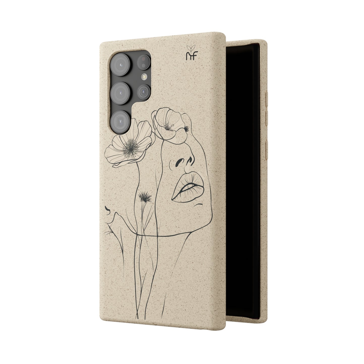 Minimalist Floral Line Art Biodegradable Phone Case – Elegant Eco-Friendly Design for iPhone, Samsung Tough Case