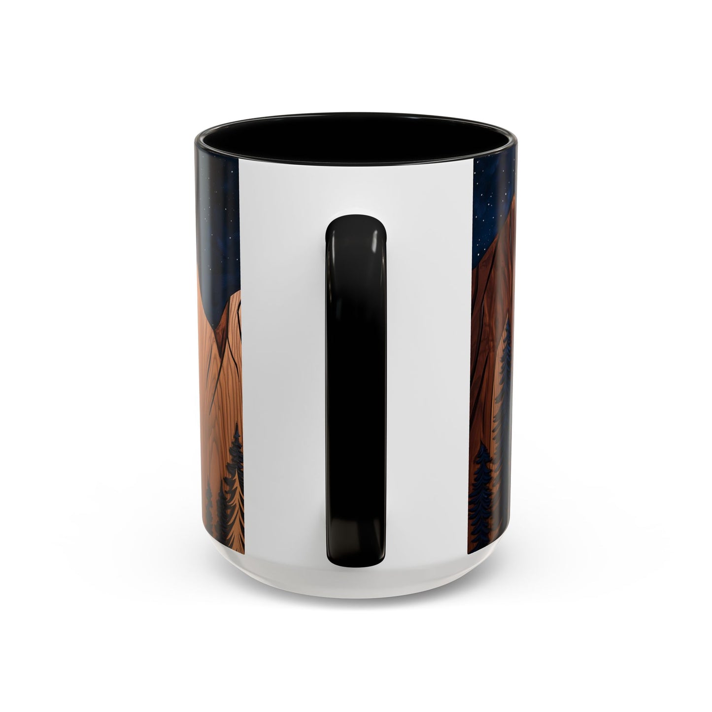 Rustic Wooden Mountain Coffee Mug with Carved Tree Design - Wood Panel Effect, Tea Mug Carved Wood Trees Wooden Mountain Tea Cup Pine Tree