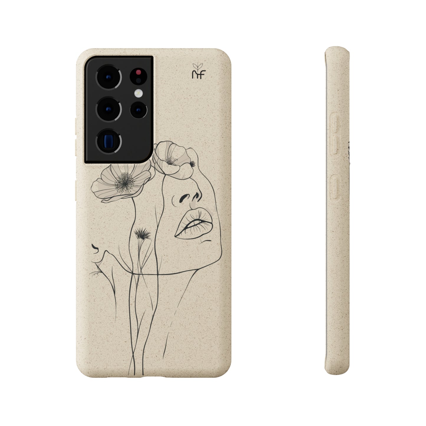 Minimalist Floral Line Art Biodegradable Phone Case – Elegant Eco-Friendly Design for iPhone, Samsung Tough Case