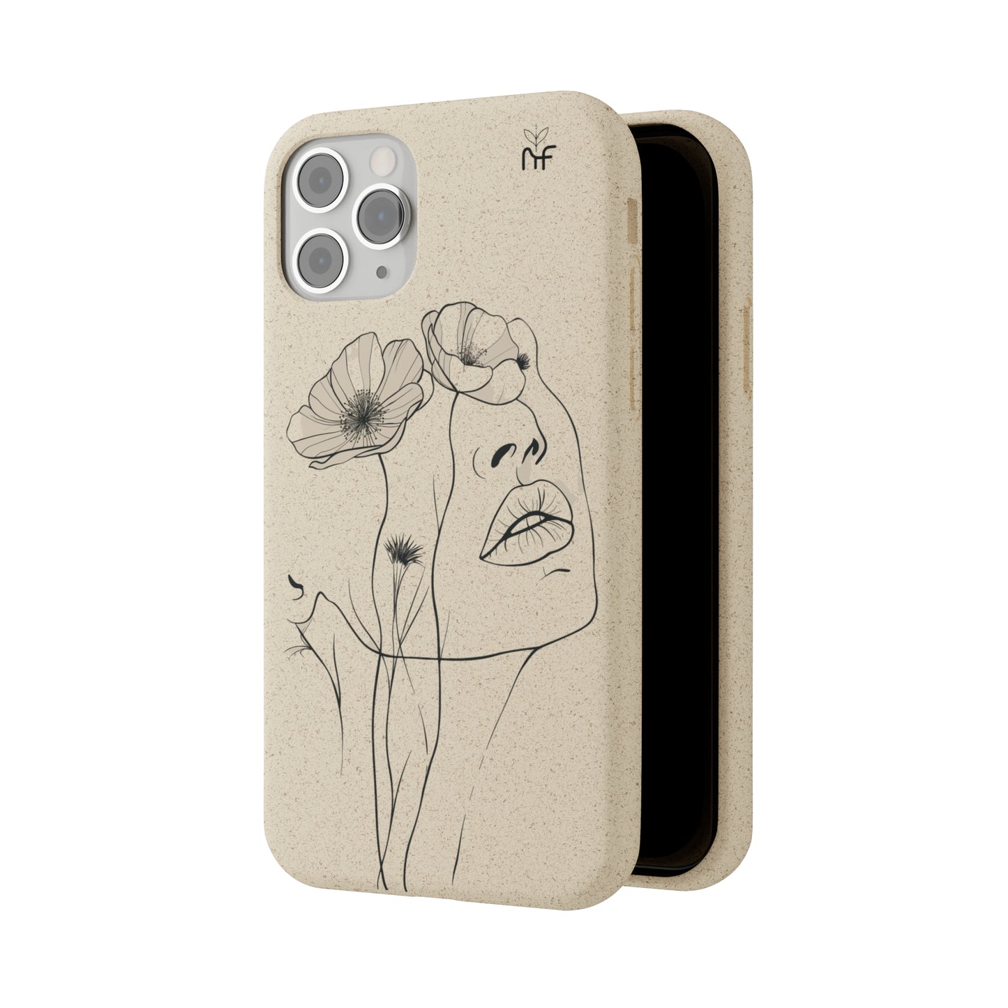 Minimalist Floral Line Art Biodegradable Phone Case – Elegant Eco-Friendly Design for iPhone, Samsung Tough Case