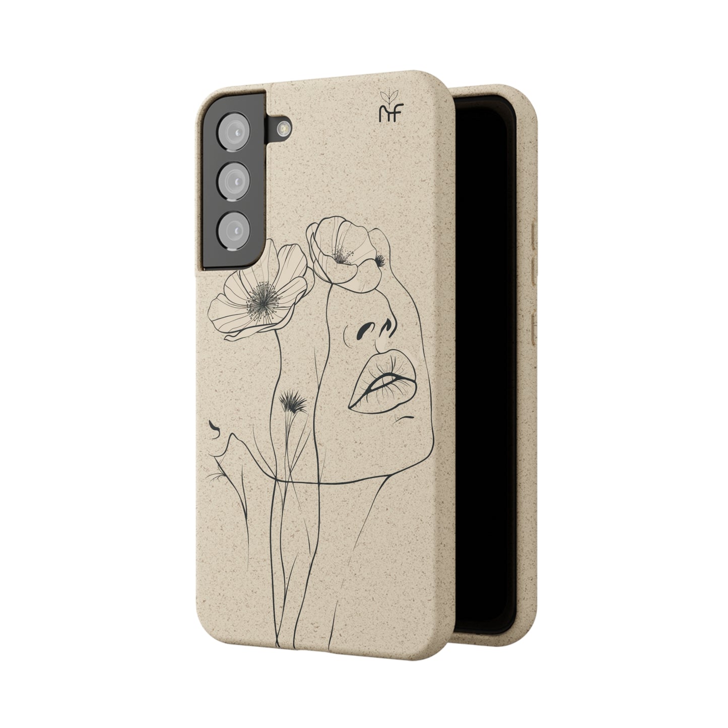 Minimalist Floral Line Art Biodegradable Phone Case – Elegant Eco-Friendly Design for iPhone, Samsung Tough Case