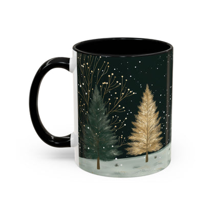 Snowy Pine Forest Mug, Cozy Snowflake Winter Coffee Mug, 11oz Ceramic Christmas Forest Tea Cup, Snow Tree Mug, Holiday Mug, Xmas Gift