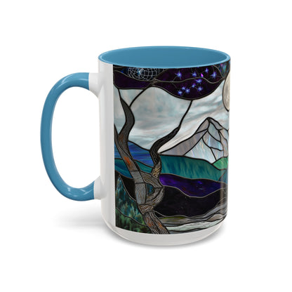 Stained Glass Mountains Mug Mountain Range Coffee Mug Outdoor Lover Gift Outdoor Designs Cup Adventure Mug Hiking Moutain Lover Gift 15oz