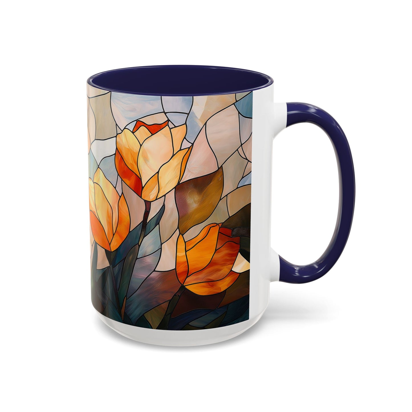 Stained Glass Floral Coffee Mug, Floral Art Drinkware, Gift for Flower Lovers, Home Decor, Mother's Day Present