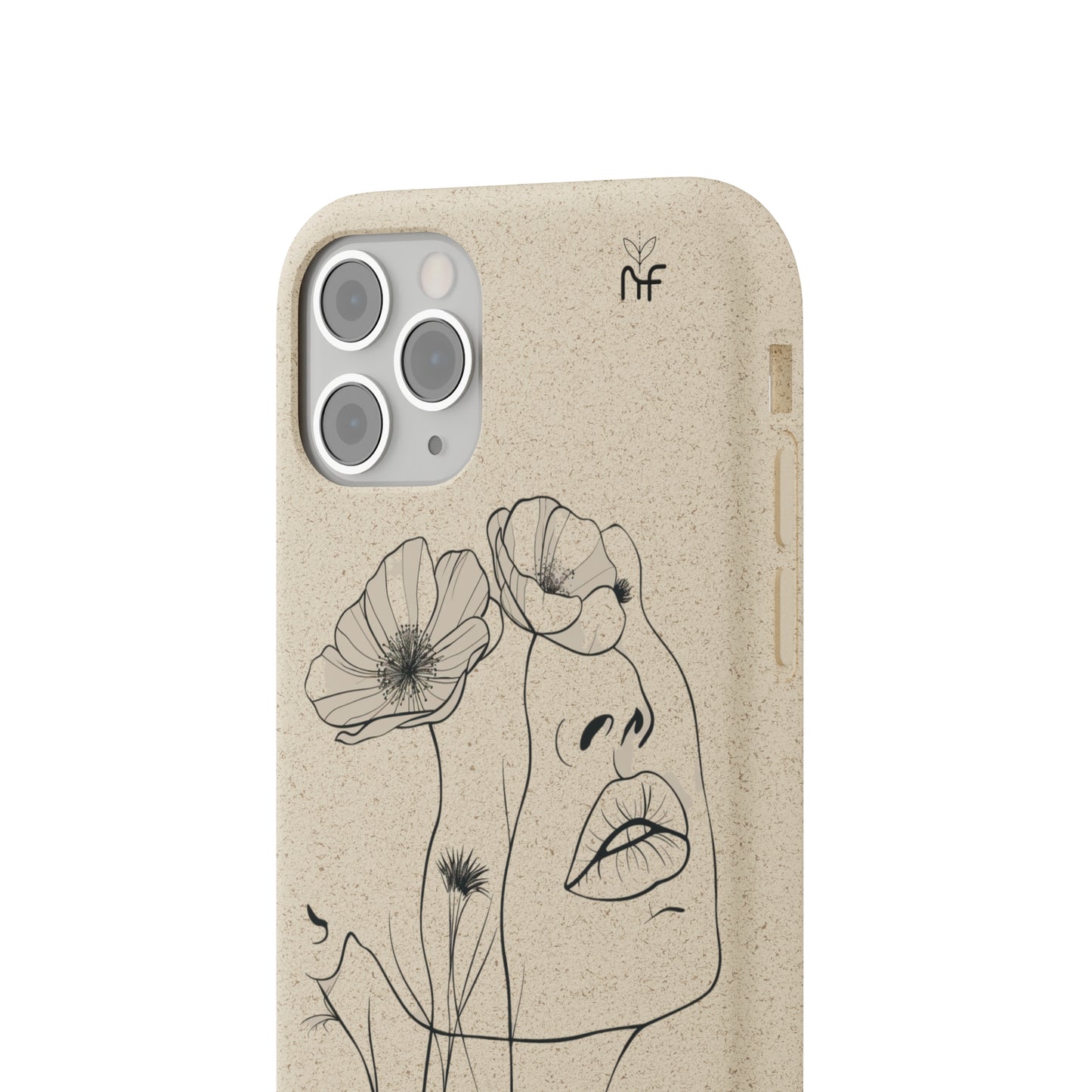 Minimalist Floral Line Art Biodegradable Phone Case – Elegant Eco-Friendly Design for iPhone, Samsung Tough Case