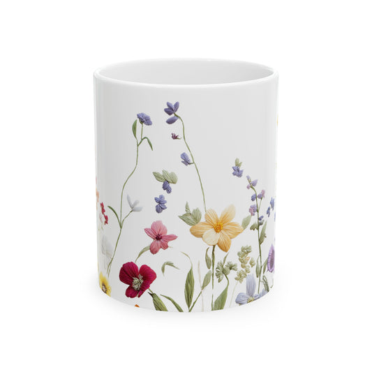 Floral Ceramic Coffee Mug - Elegant Flower Design for Nature Lovers, Gift for Her, Tea Lover's Mug, Home Decor, Mother's Day