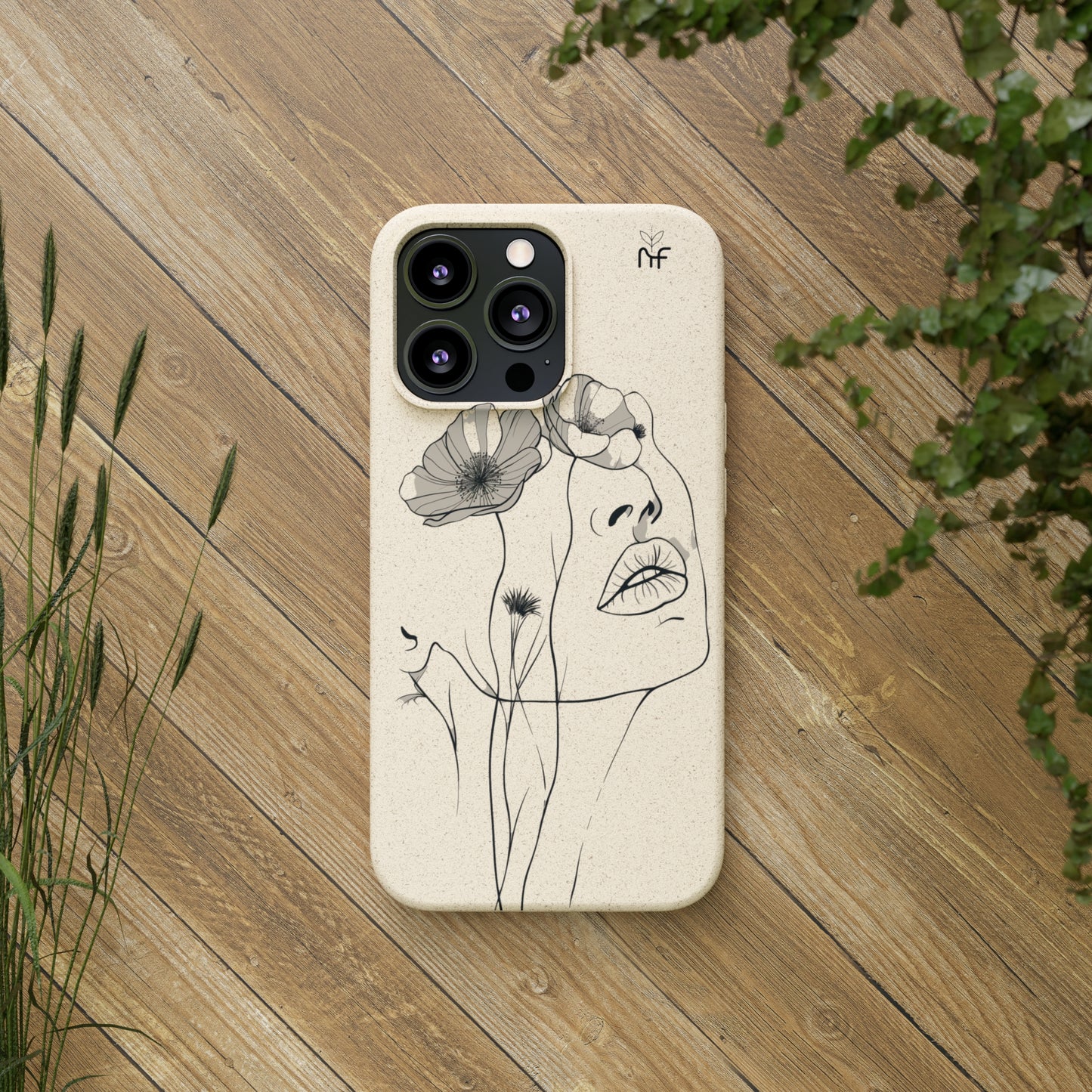 Minimalist Floral Line Art Biodegradable Phone Case – Elegant Eco-Friendly Design for iPhone, Samsung Tough Case