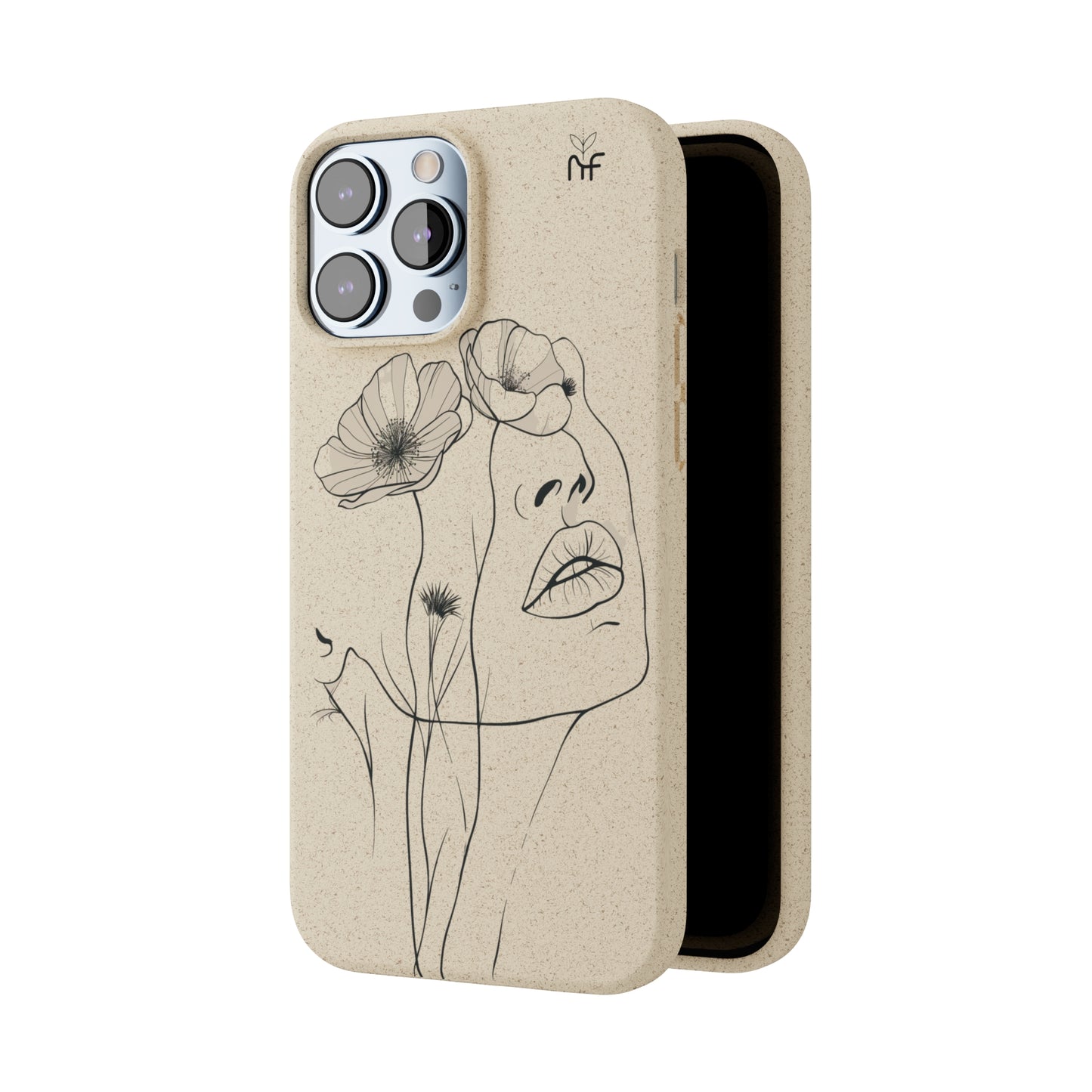 Minimalist Floral Line Art Biodegradable Phone Case – Elegant Eco-Friendly Design for iPhone, Samsung Tough Case