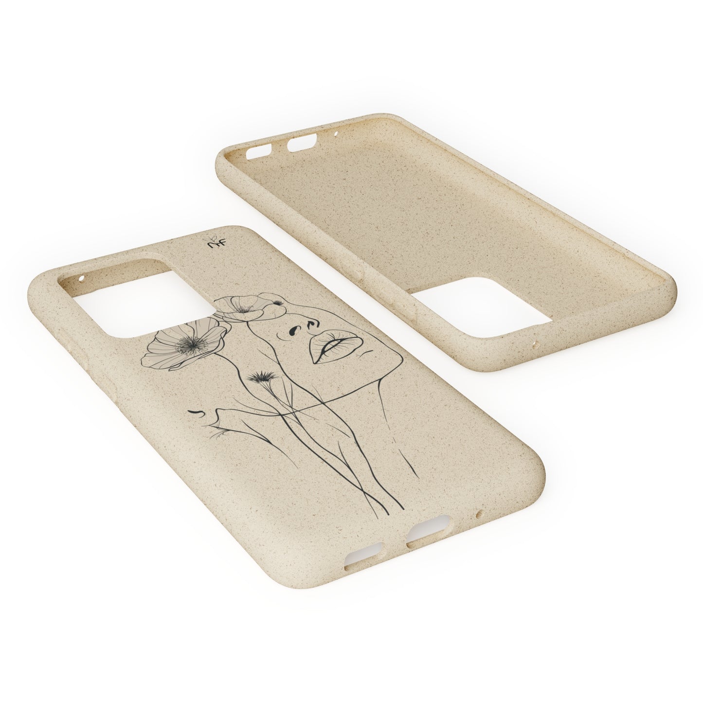 Minimalist Floral Line Art Biodegradable Phone Case – Elegant Eco-Friendly Design for iPhone, Samsung Tough Case
