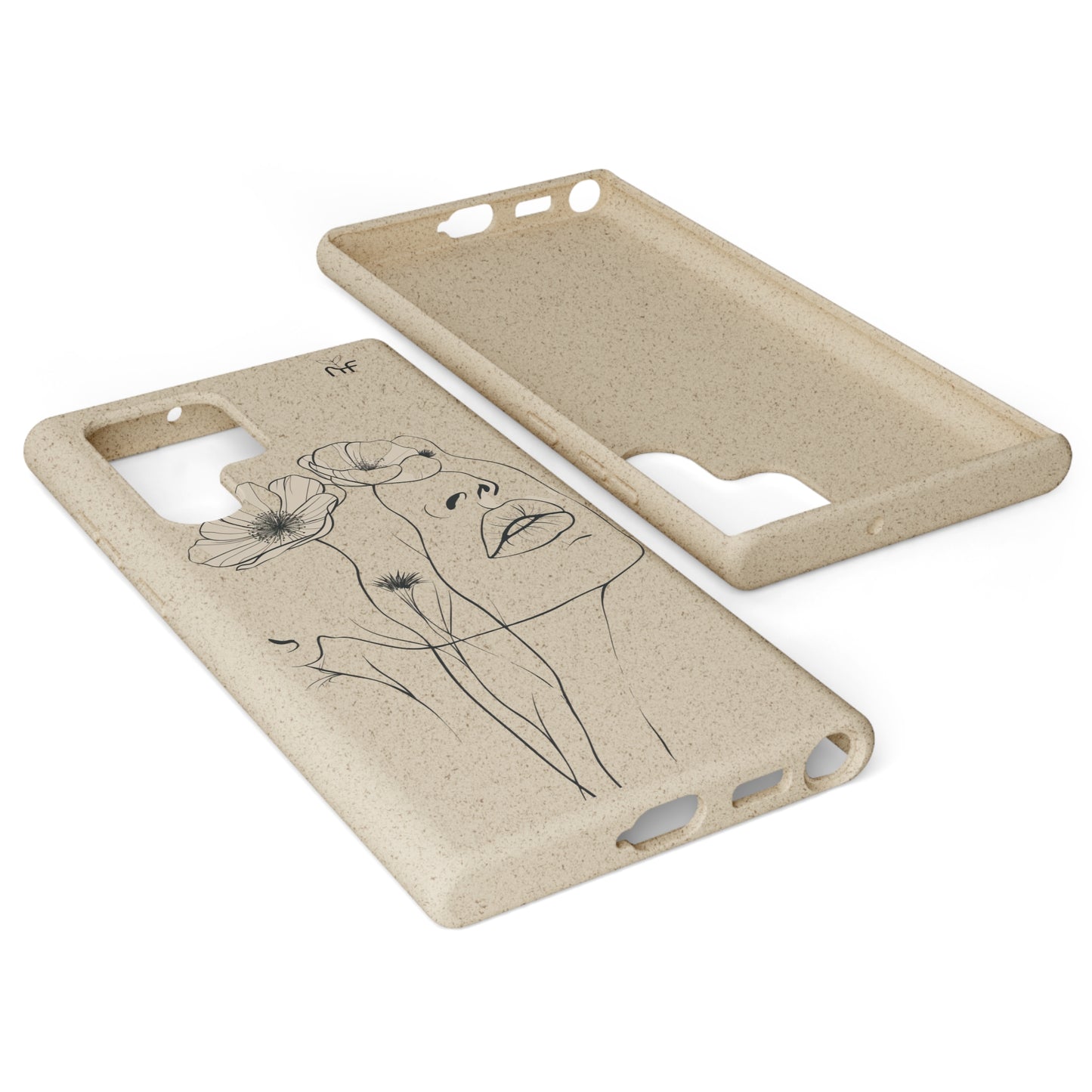 Minimalist Floral Line Art Biodegradable Phone Case – Elegant Eco-Friendly Design for iPhone, Samsung Tough Case