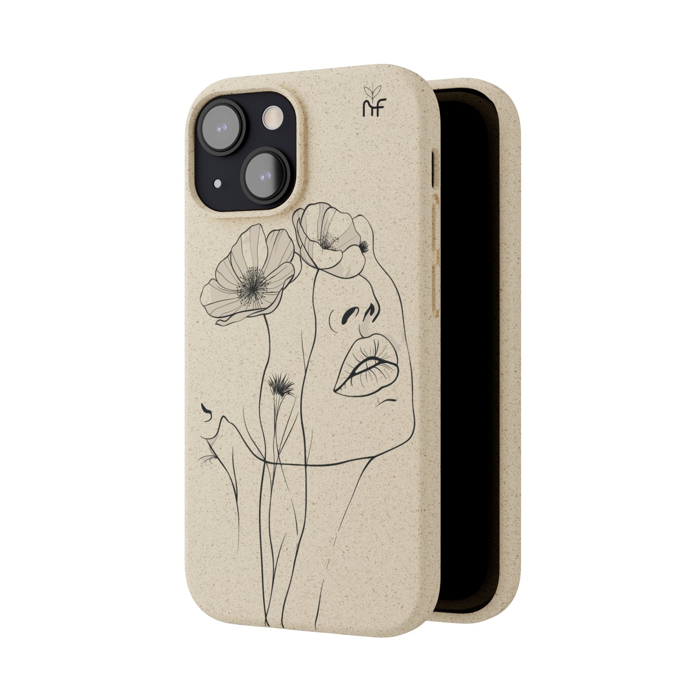 Minimalist Floral Line Art Biodegradable Phone Case – Elegant Eco-Friendly Design for iPhone, Samsung Tough Case