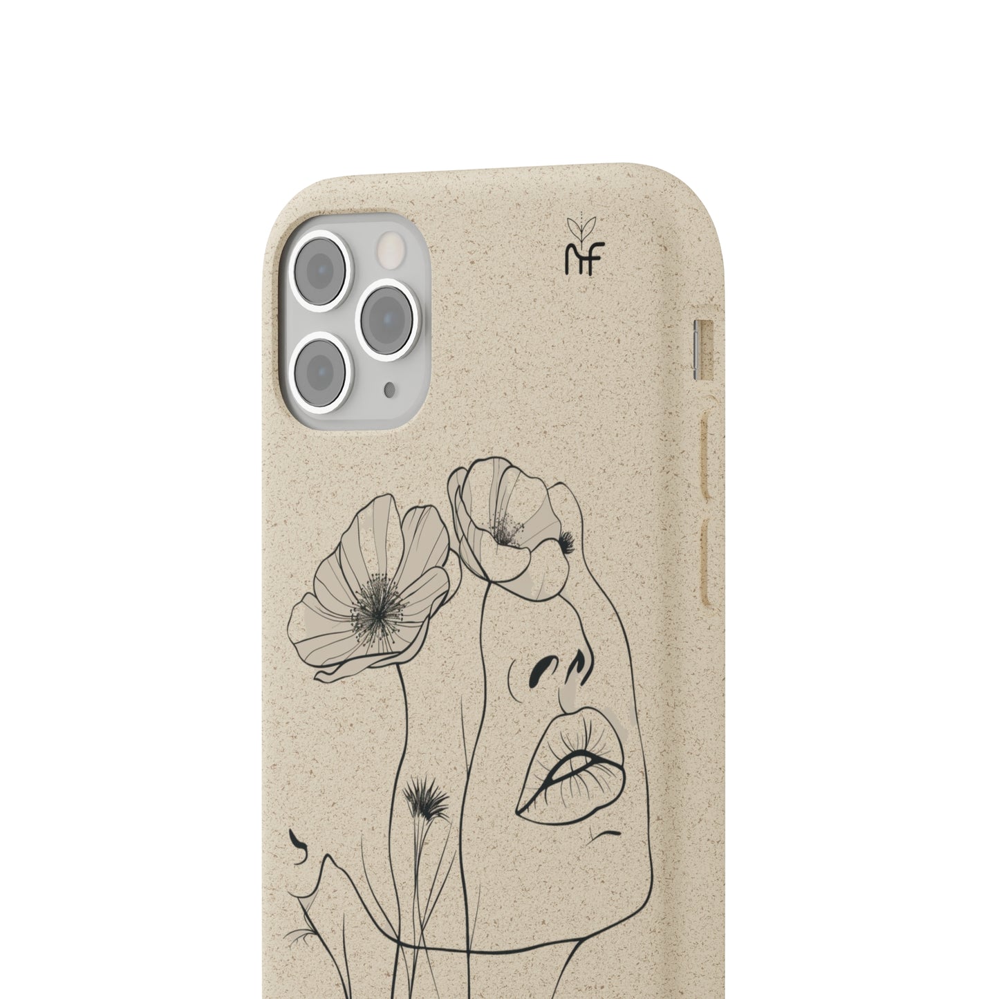 Minimalist Floral Line Art Biodegradable Phone Case – Elegant Eco-Friendly Design for iPhone, Samsung Tough Case