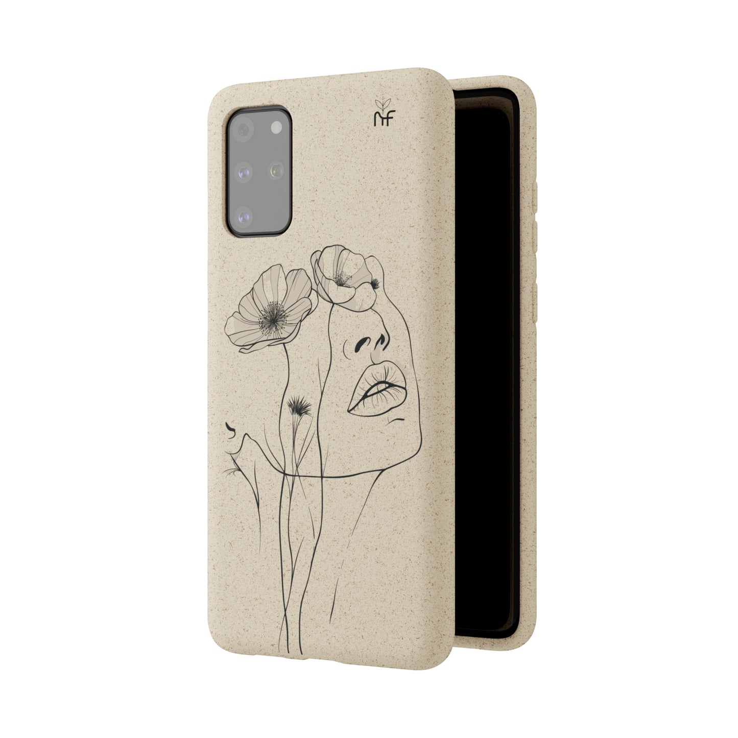 Minimalist Floral Line Art Biodegradable Phone Case – Elegant Eco-Friendly Design for iPhone, Samsung Tough Case