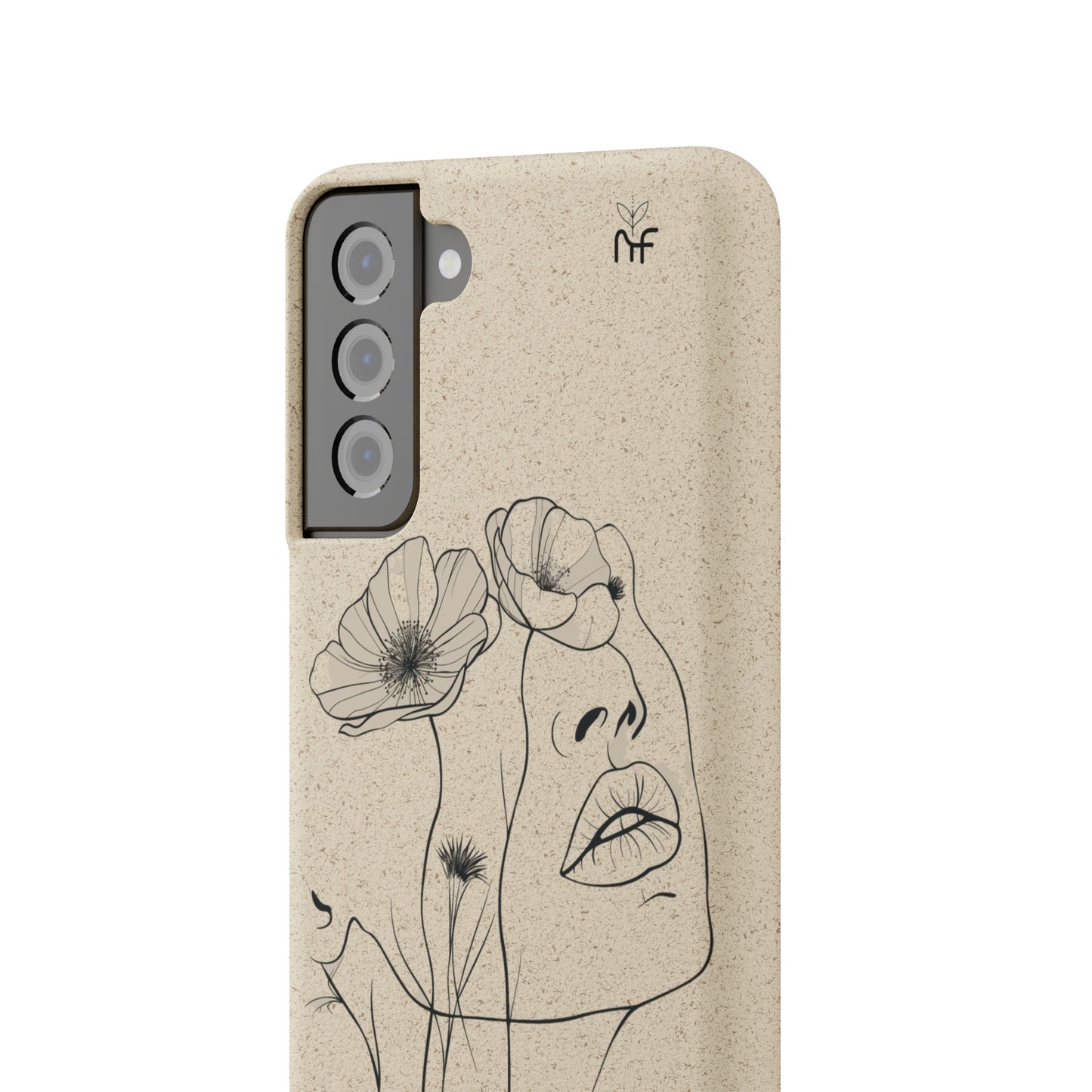 Minimalist Floral Line Art Biodegradable Phone Case – Elegant Eco-Friendly Design for iPhone, Samsung Tough Case