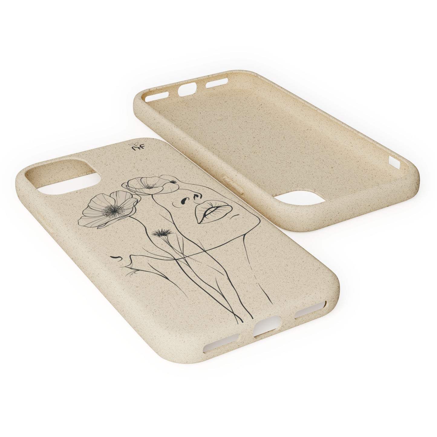 Minimalist Floral Line Art Biodegradable Phone Case – Elegant Eco-Friendly Design for iPhone, Samsung Tough Case